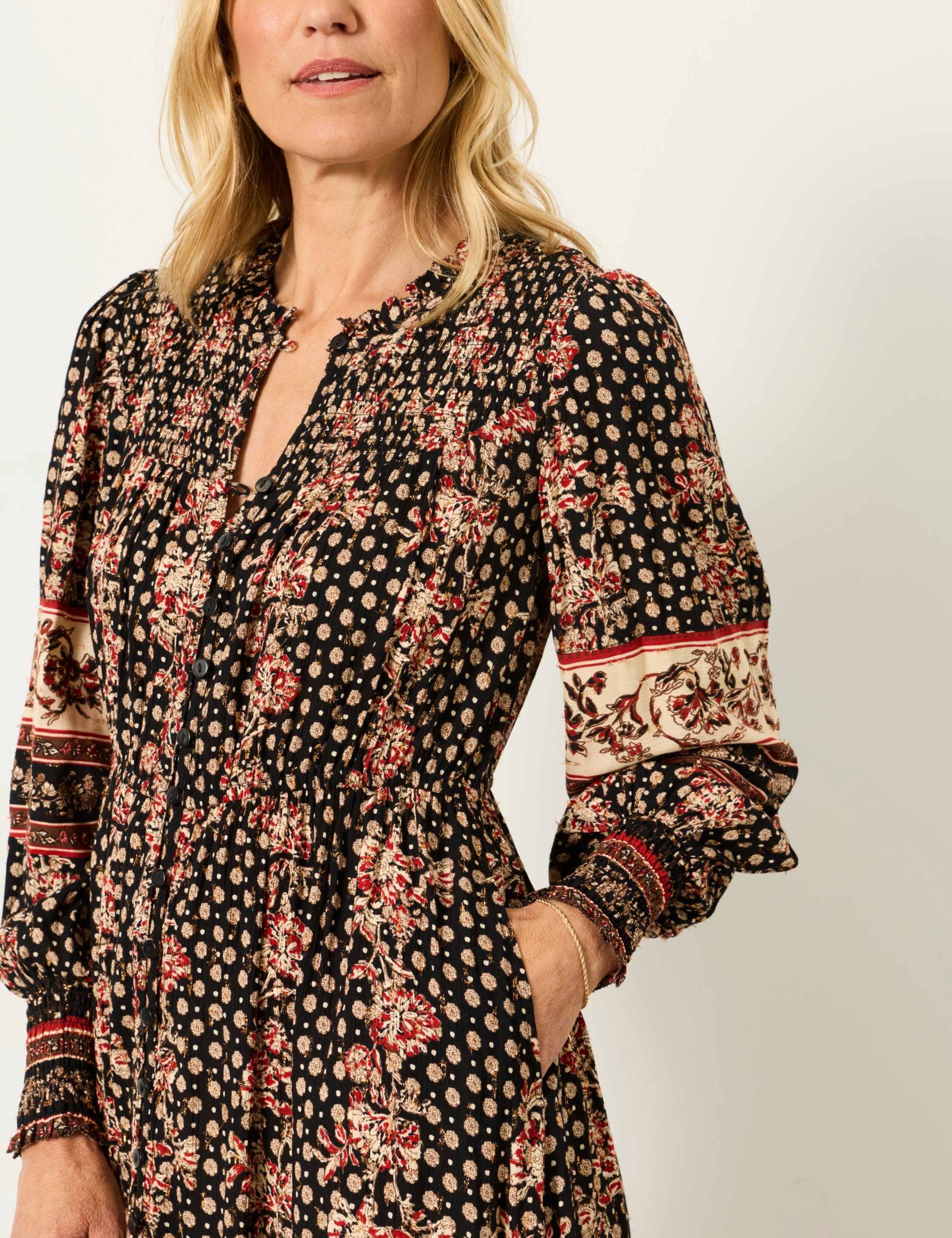 Floral Blouson Sleeve Maxi Tea Dress 6 of 6