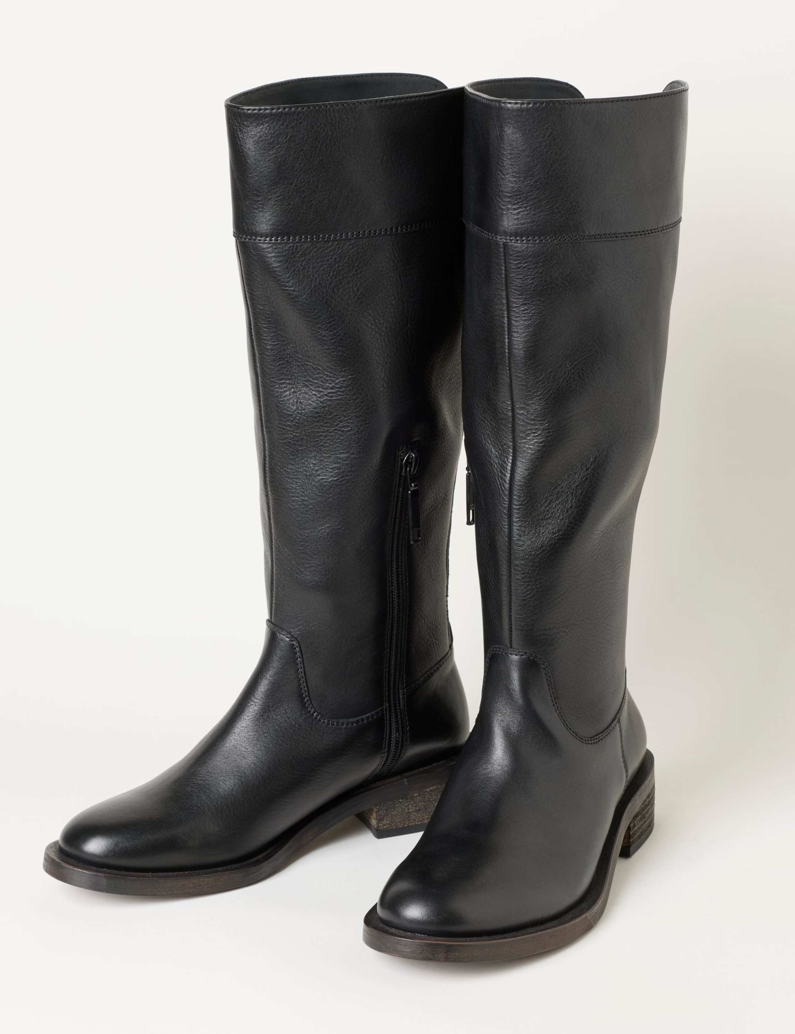 Leather Block Heel Knee High Riding Boots 3 of 5
