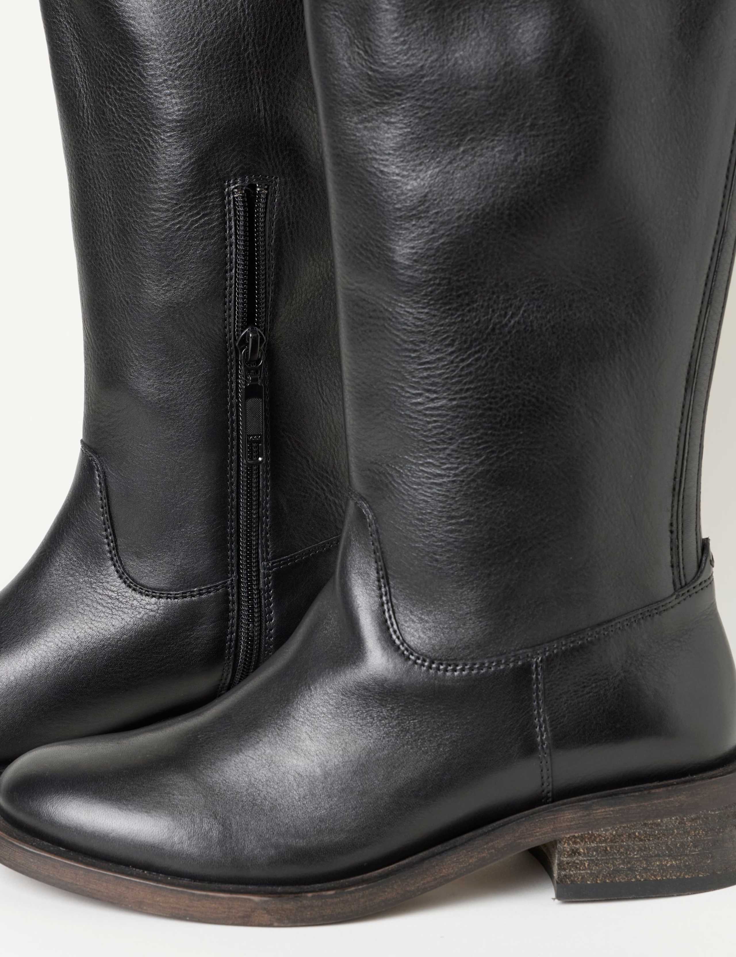 Leather Block Heel Knee High Riding Boots 5 of 5