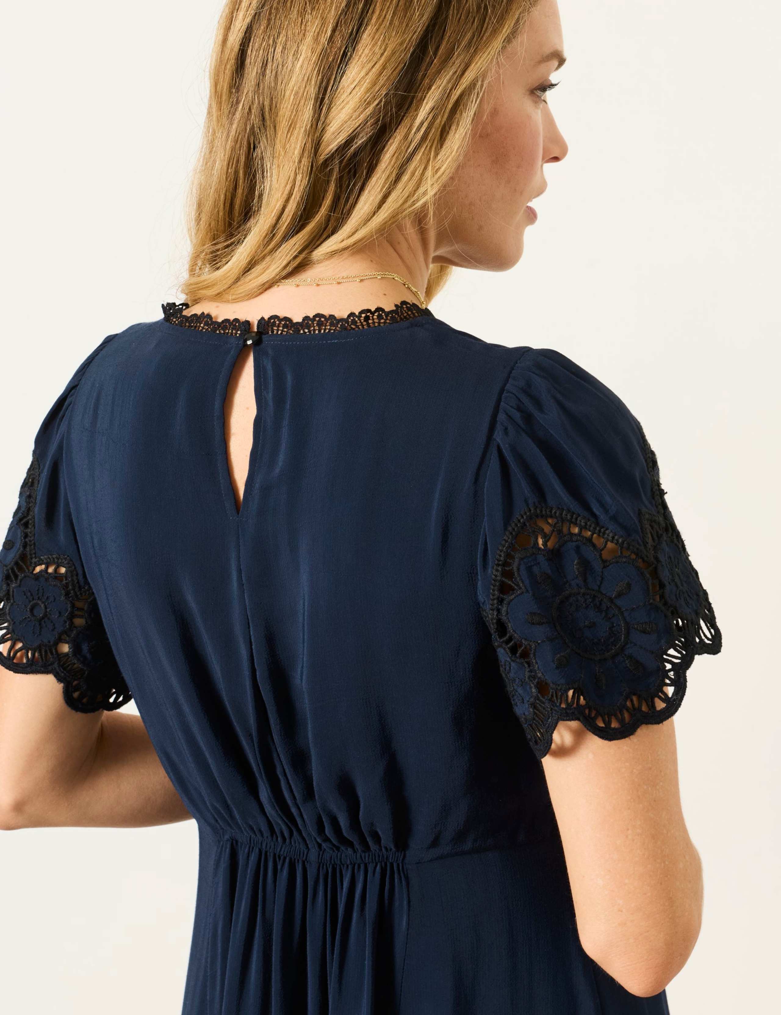 Lace Embellished V-Neck Midi Waisted Dress 6 of 7