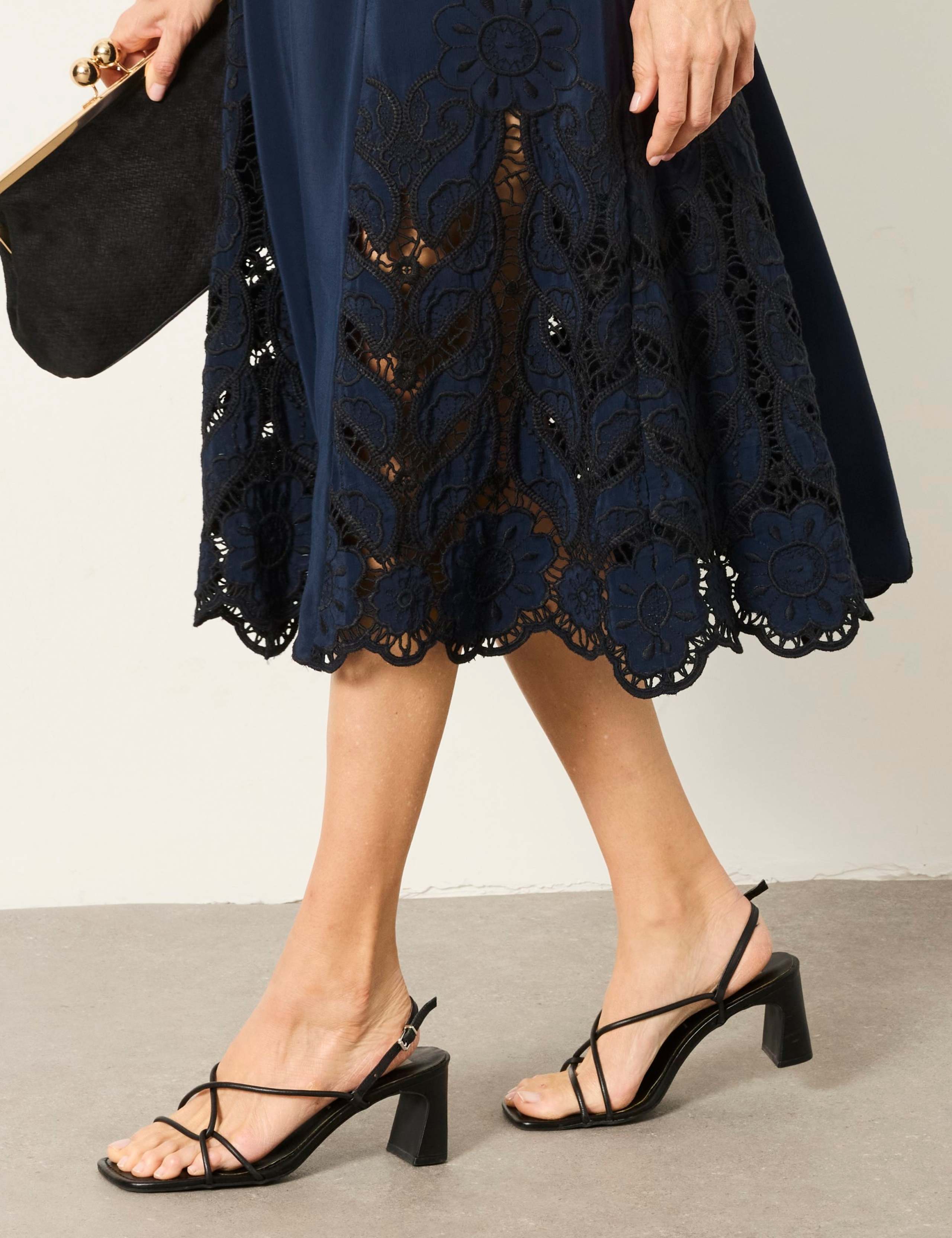 Lace Embellished V-Neck Midi Waisted Dress 7 of 7
