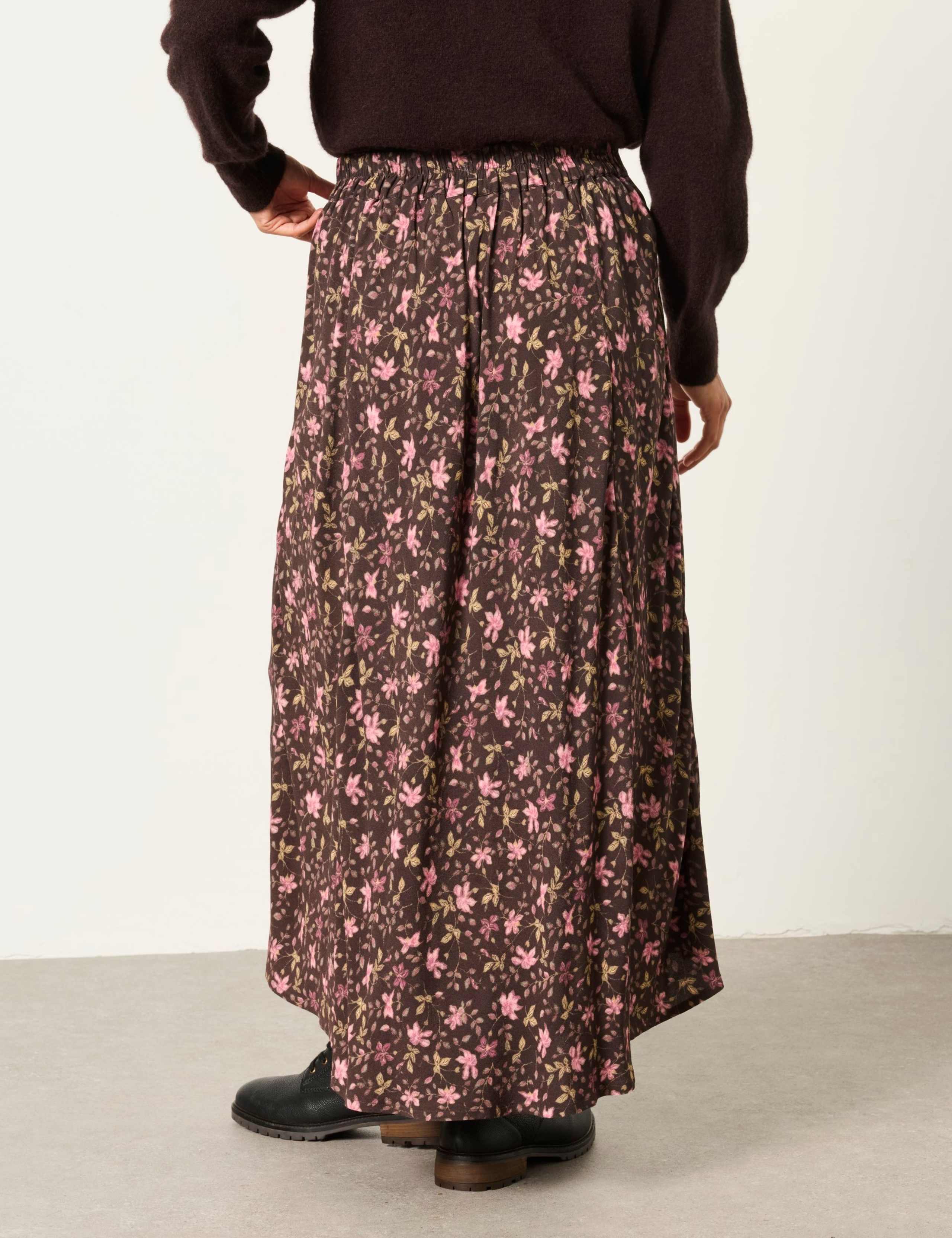 Pure Viscose Floral Midi A-Line Skirt 3 of 6