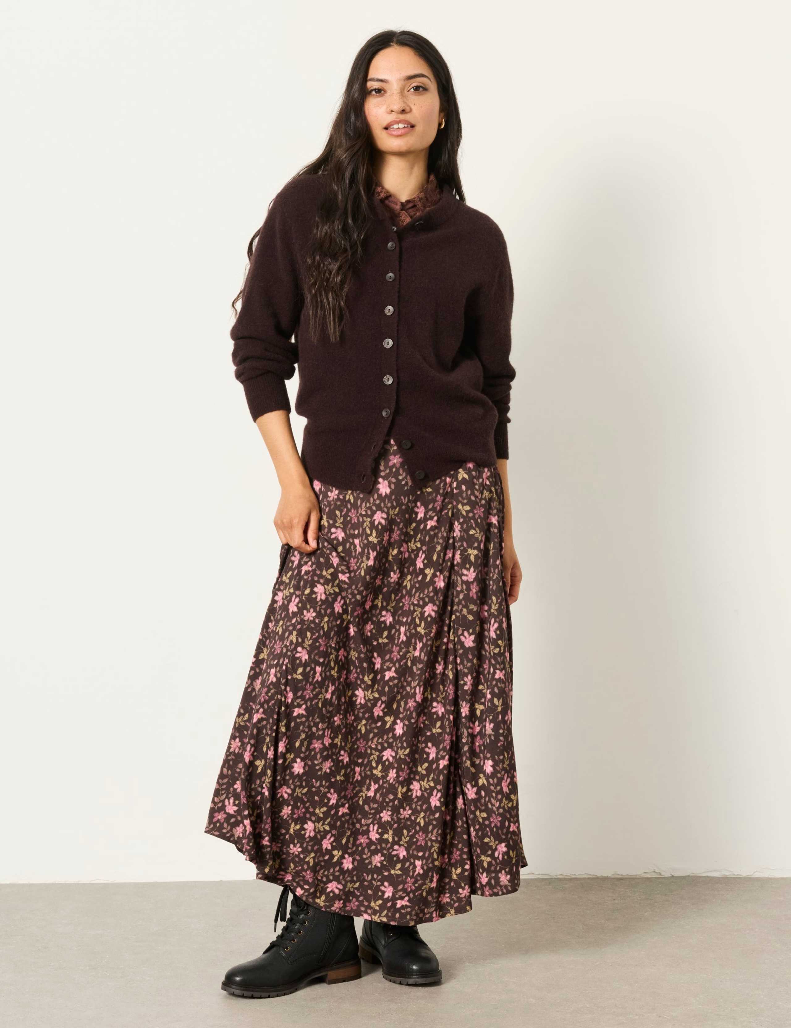 Pure Viscose Floral Midi A-Line Skirt 4 of 6
