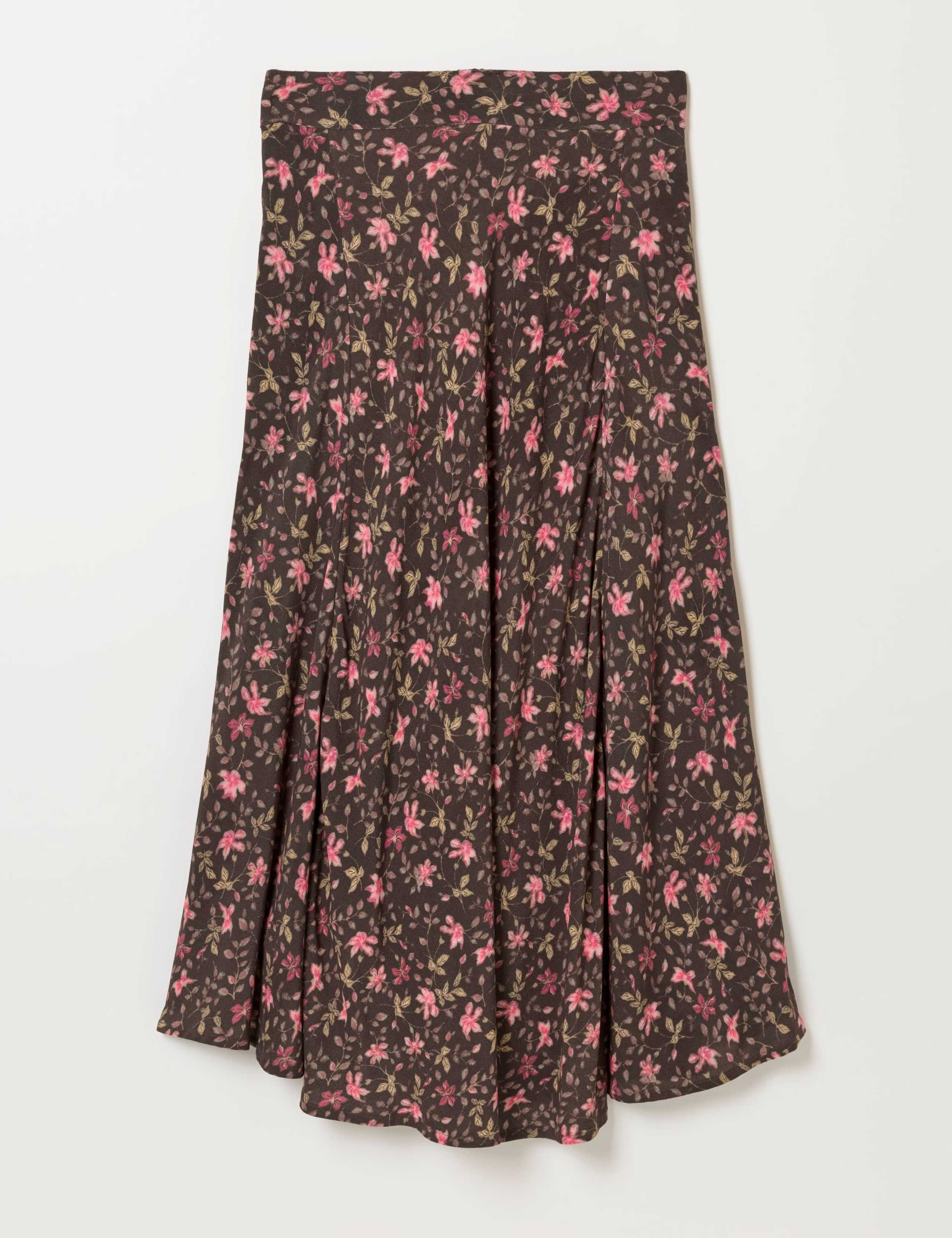 Pure Viscose Floral Midi A-Line Skirt 2 of 6