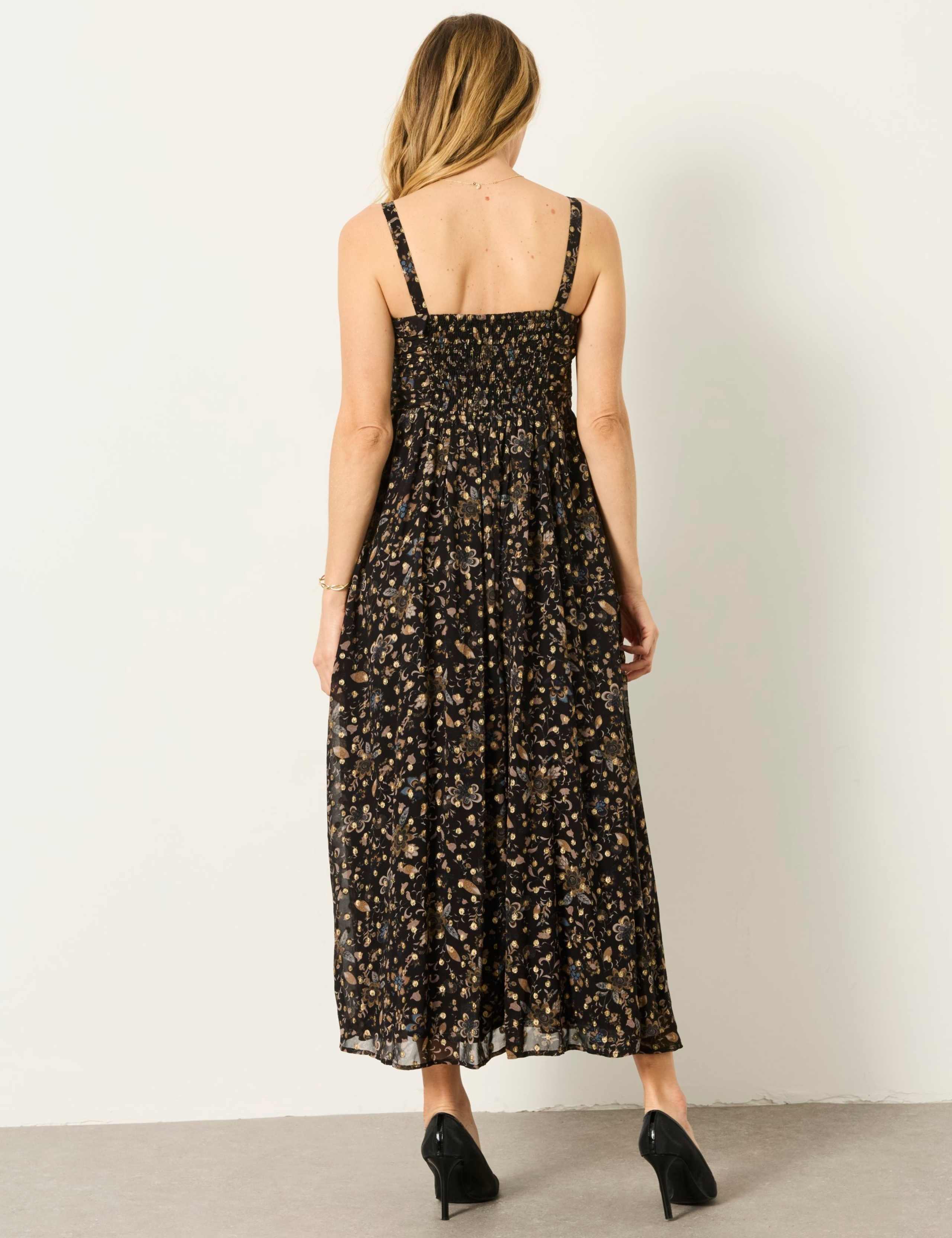 Polka Dot Square Neck Midi Waisted Dress 3 of 6