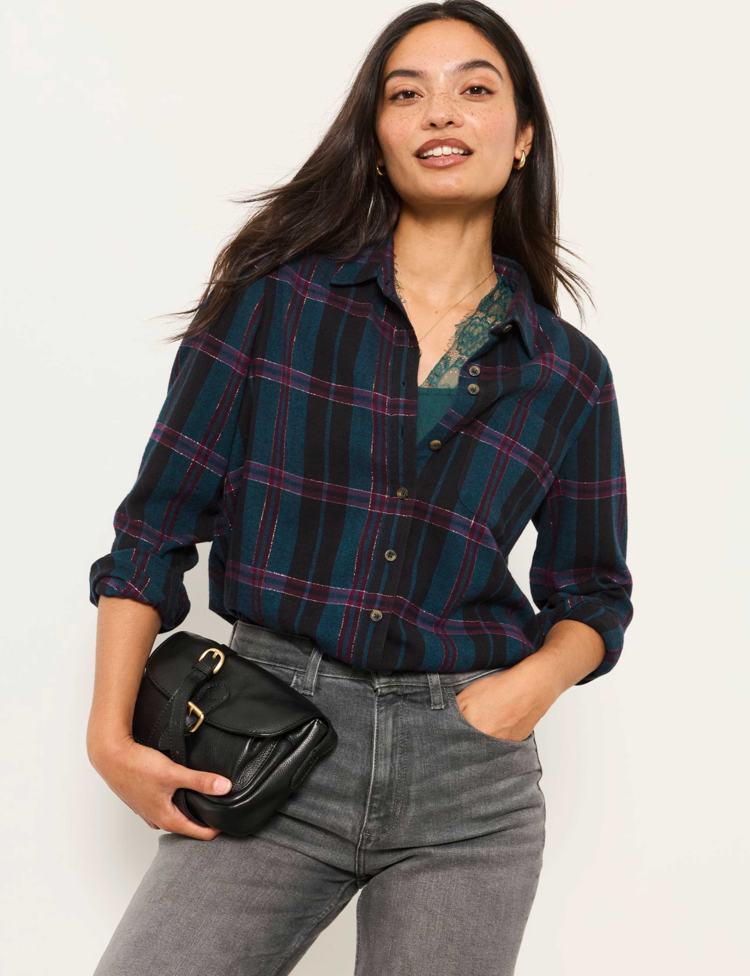 Cotton Rich Checked Collared Shirt 1 of 5