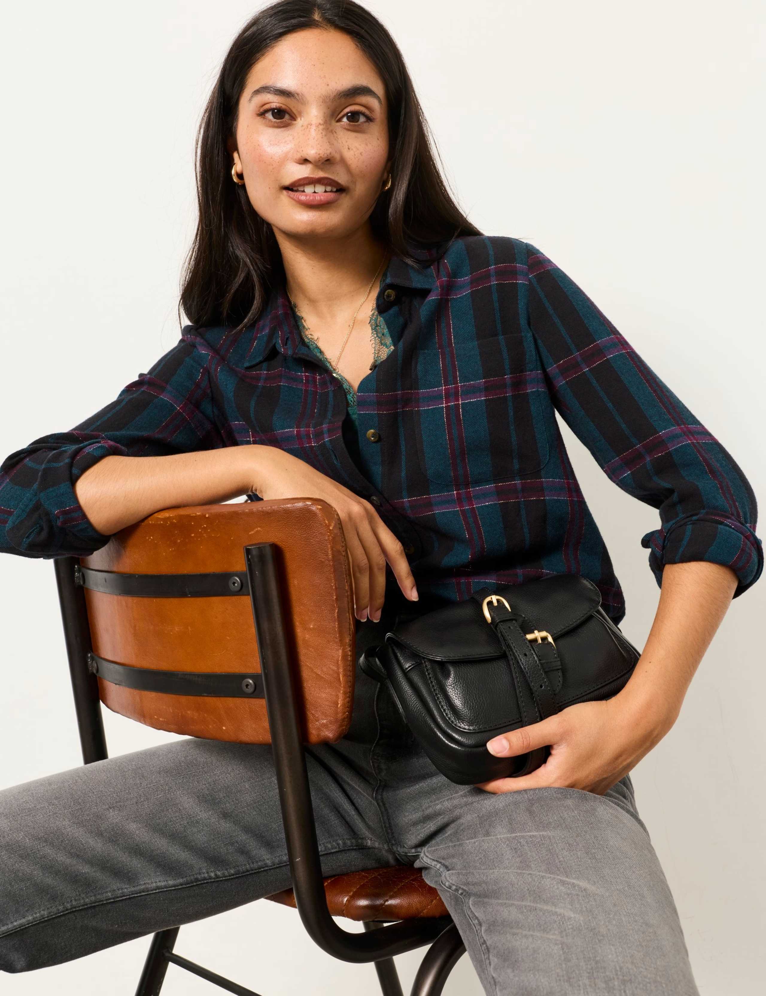 Cotton Rich Checked Collared Shirt 4 of 5