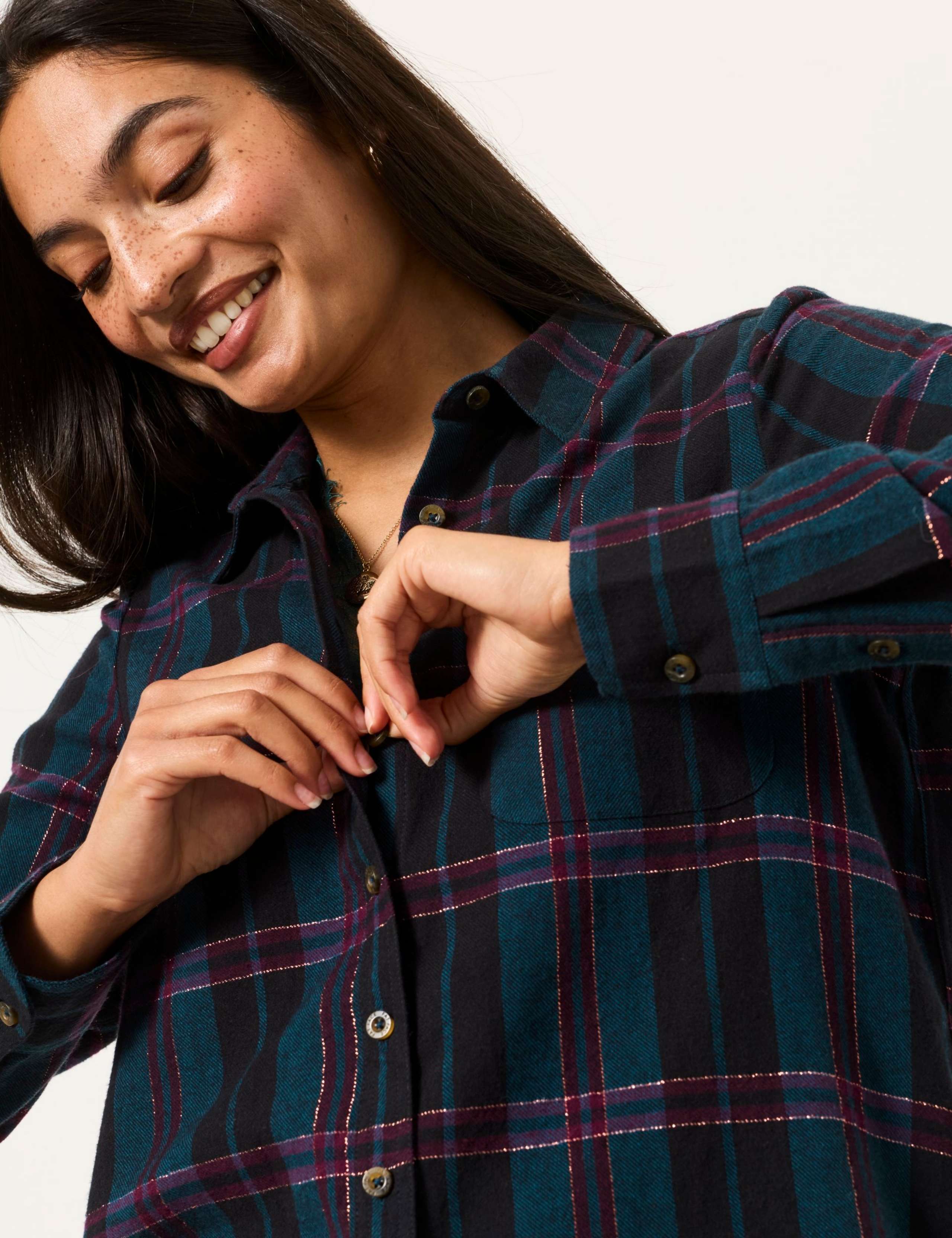 Cotton Rich Checked Collared Shirt 5 of 5