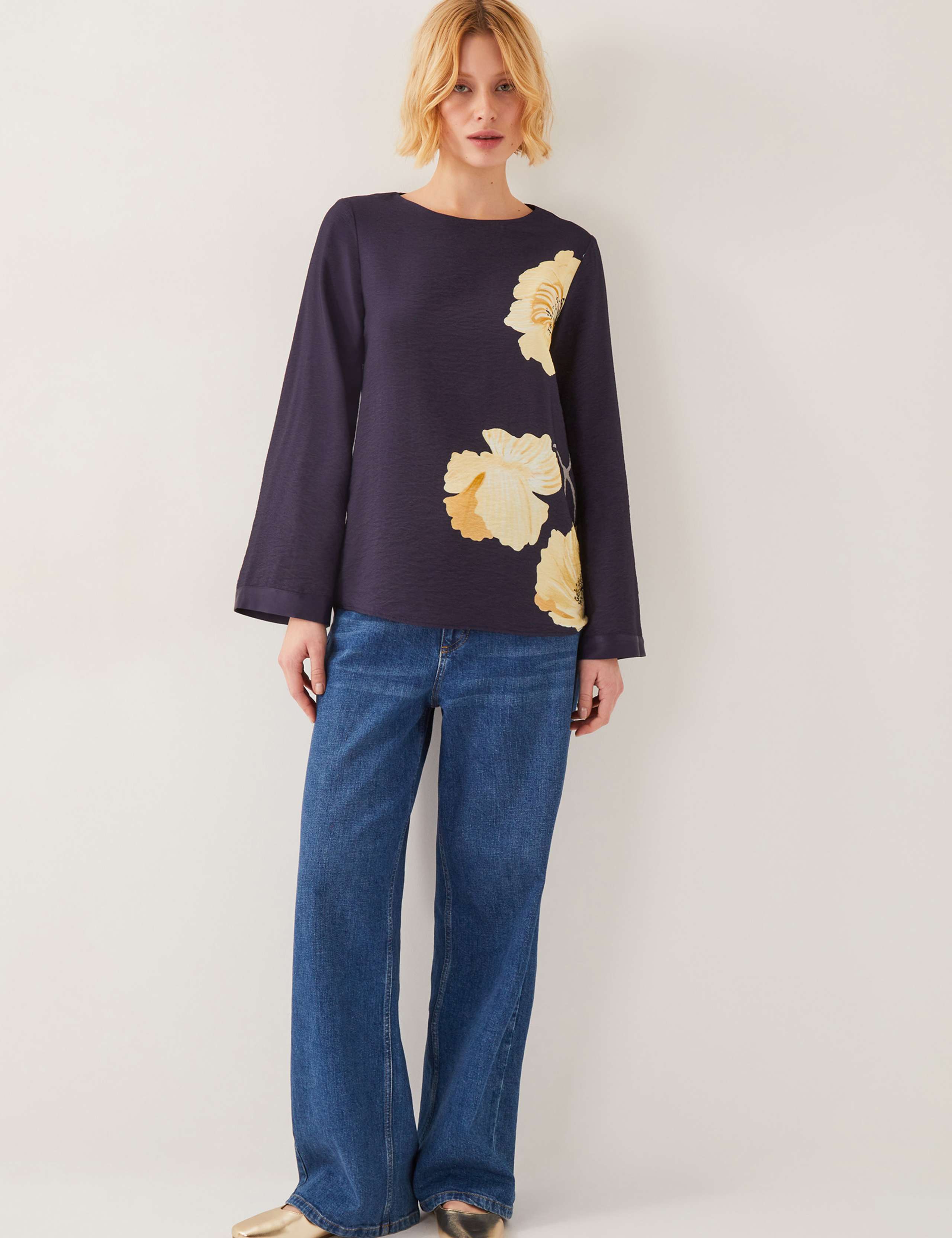 Flower Print Flute Sleeve Top 3 of 4