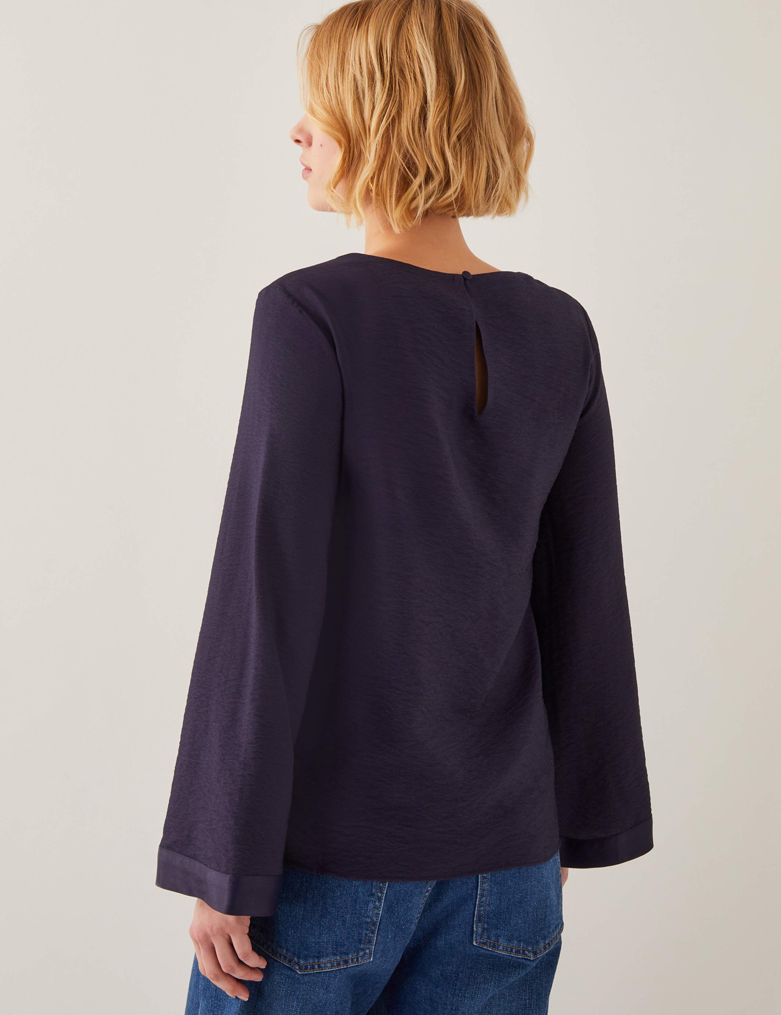 Flower Print Flute Sleeve Top 4 of 4