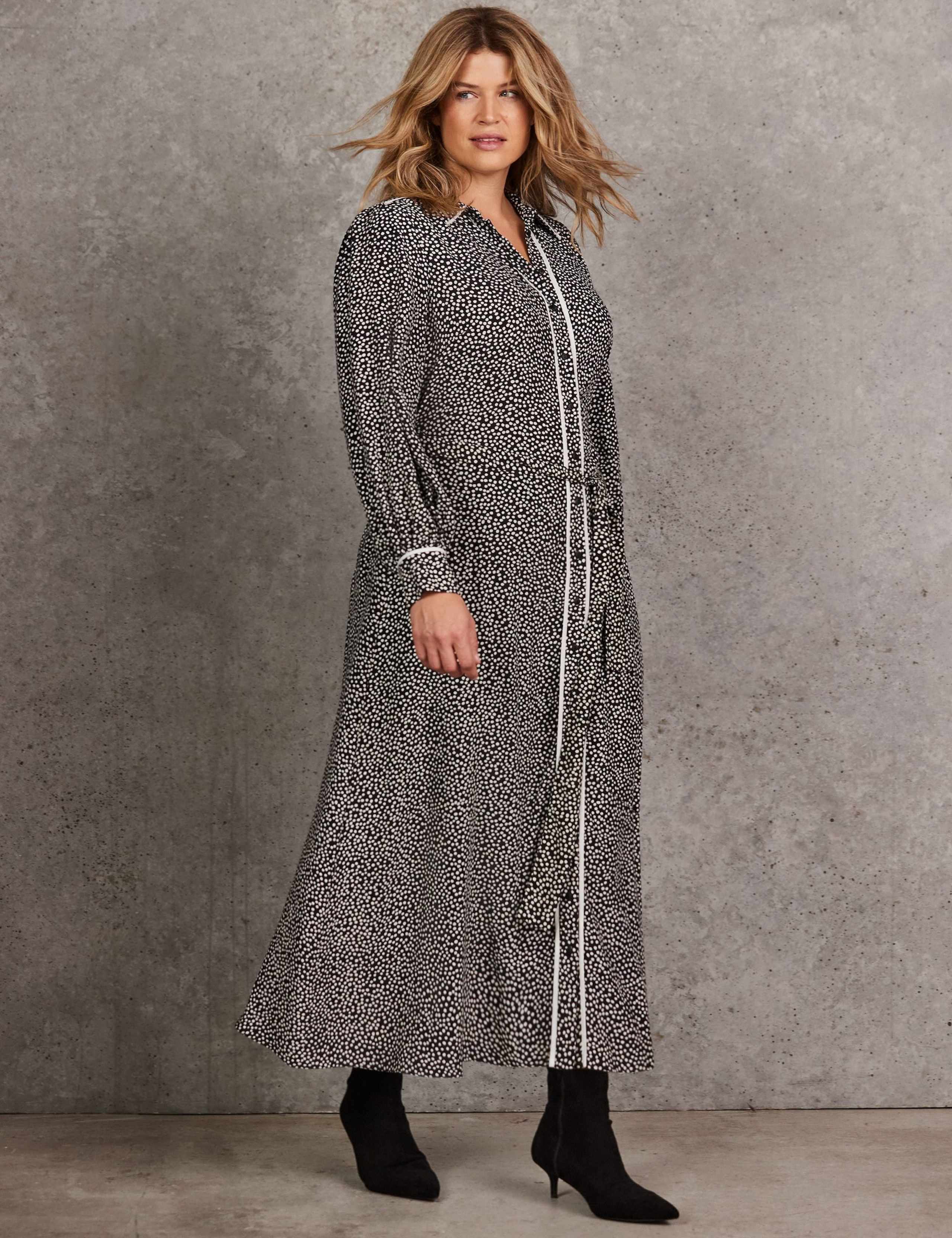 Spot Print Collared Maxi Shirt Dress 5 of 10