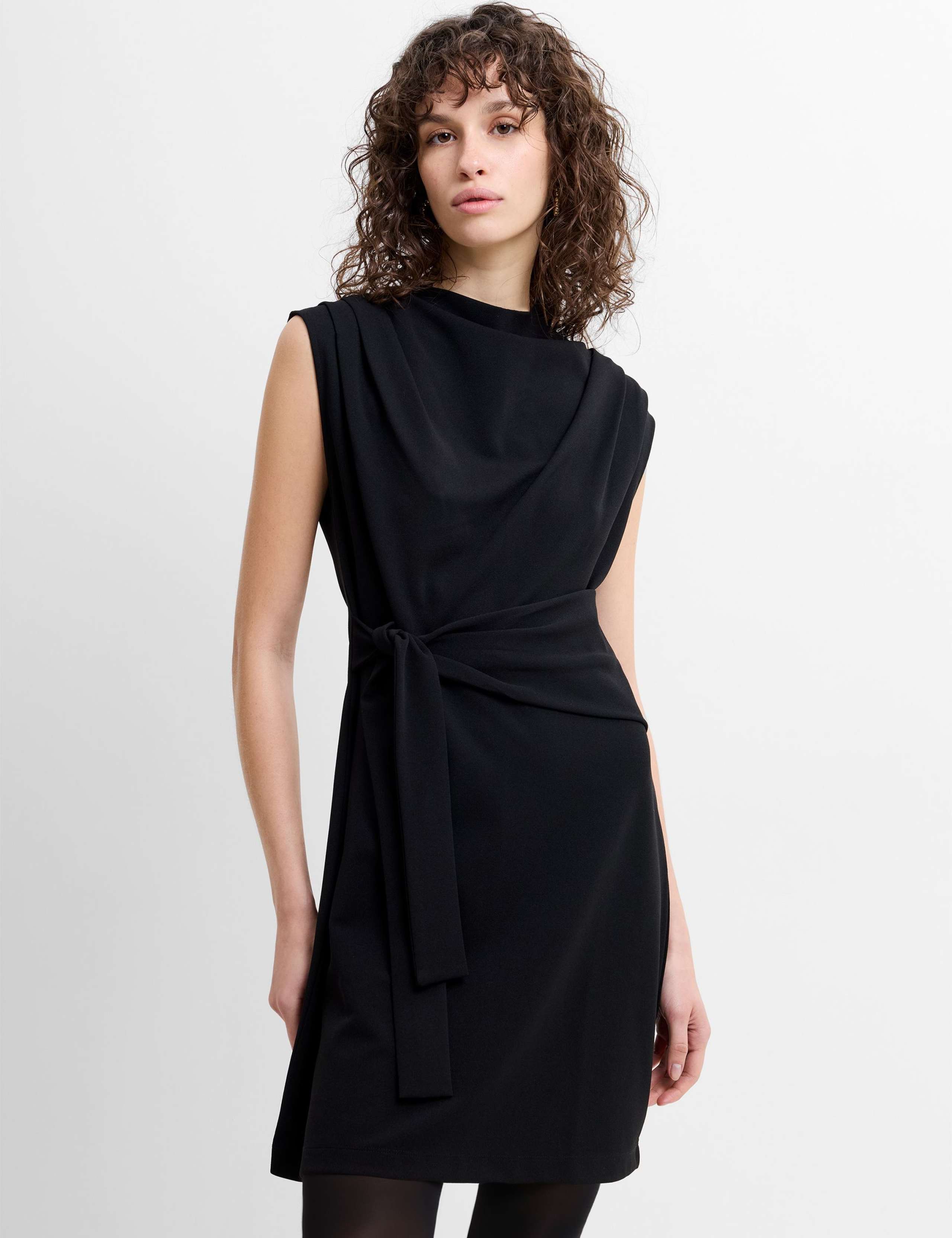 Jersey Cowl Neck Belted Mini Shift Dress 3 of 6