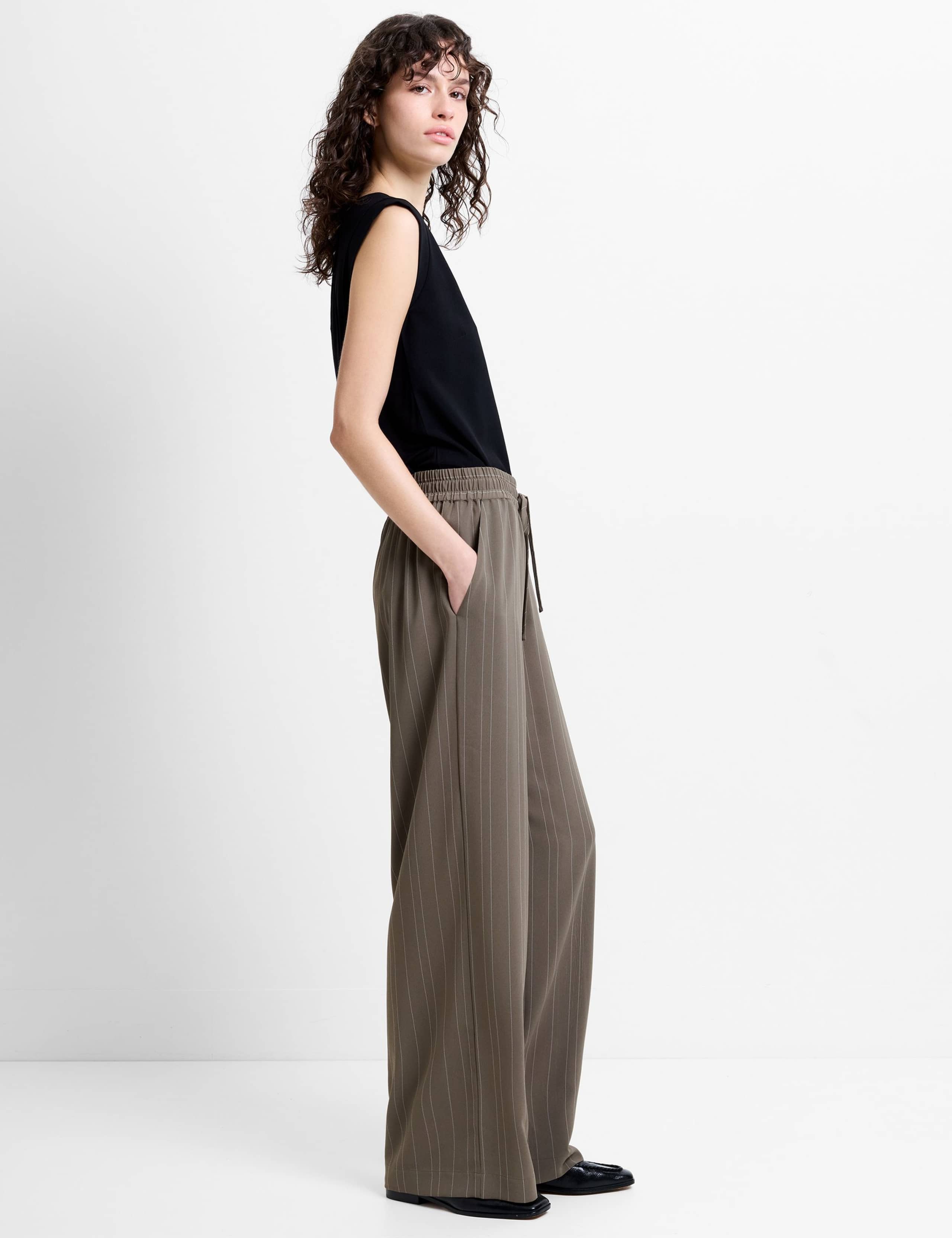 Pinstripe Wide Leg Trousers 3 of 6