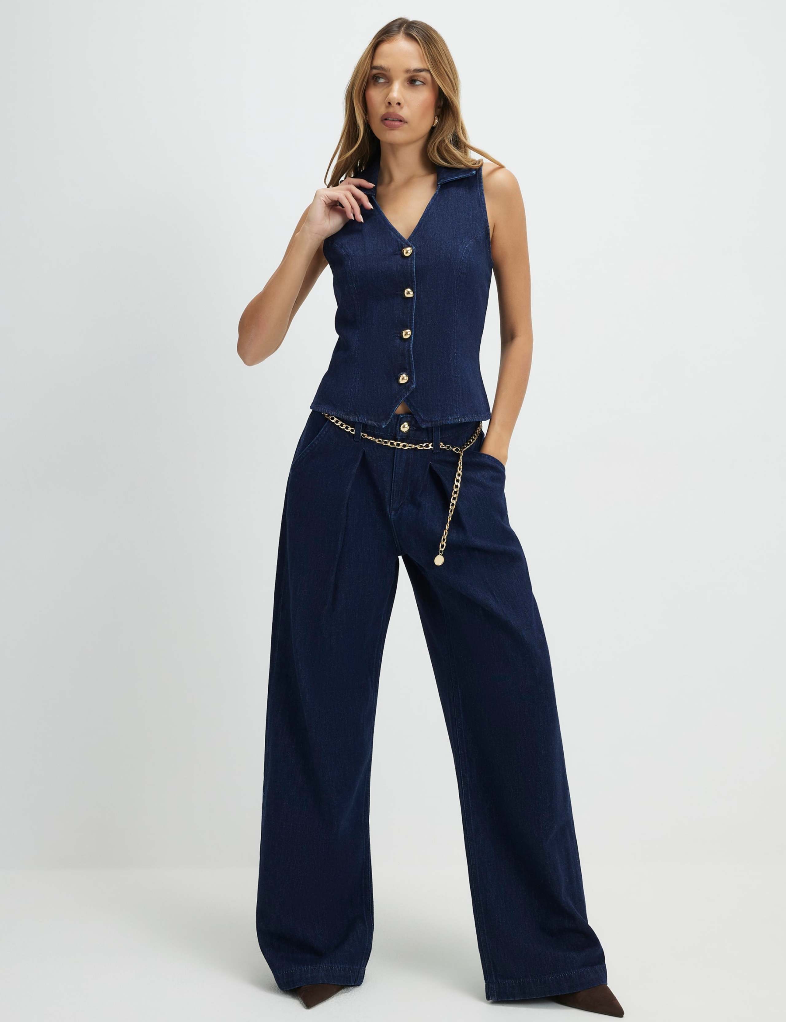 Denim Collared Button Through Waistcoat 2 of 4