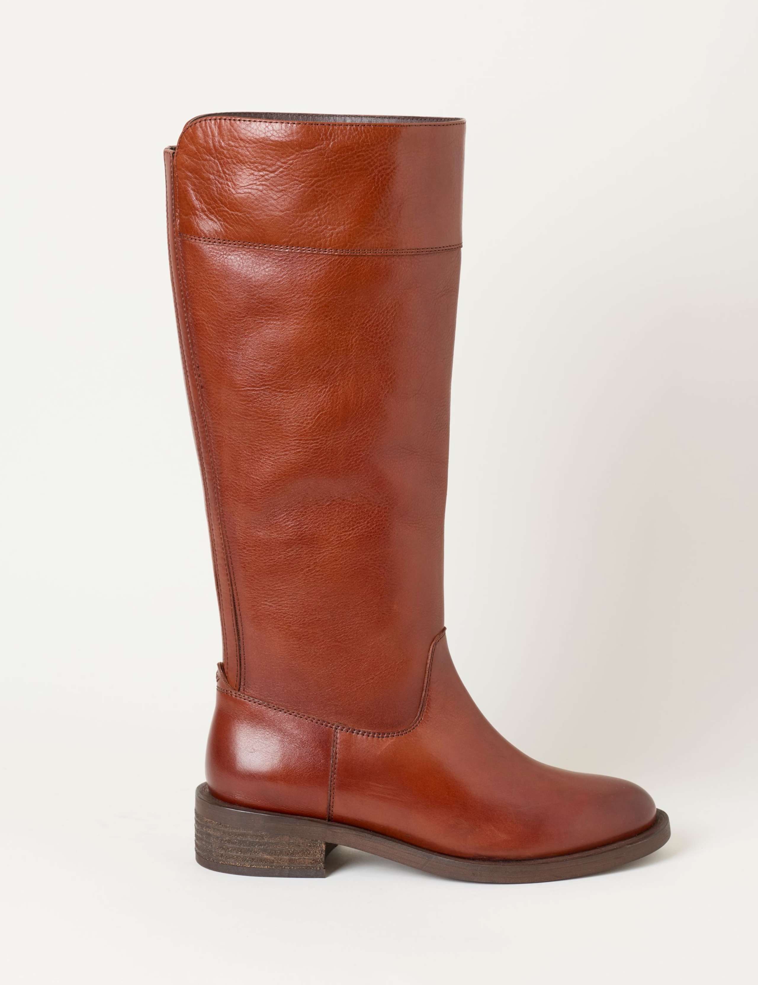 Leather Block Heel Knee High Riding Boots 1 of 5