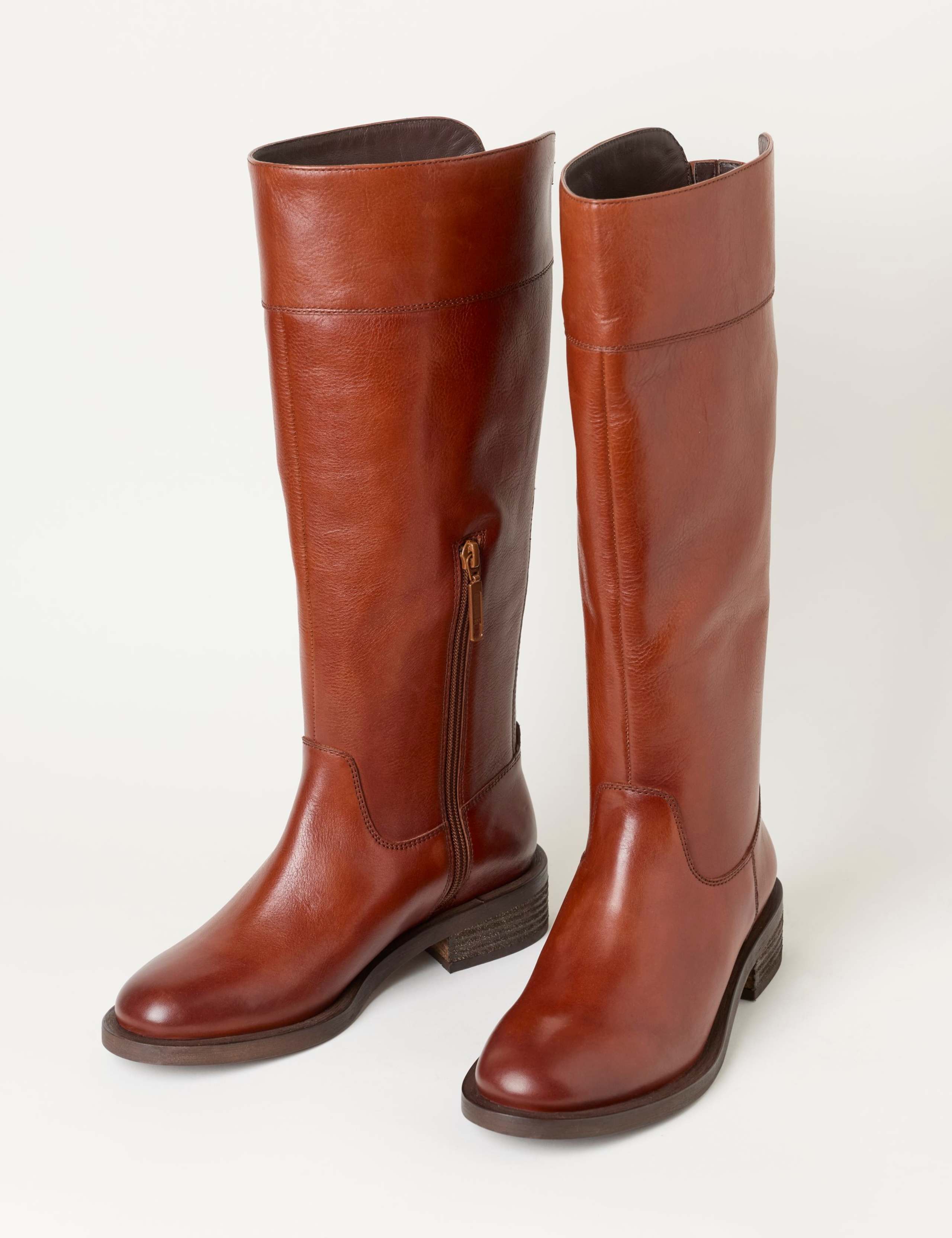 Leather Block Heel Knee High Riding Boots 2 of 5