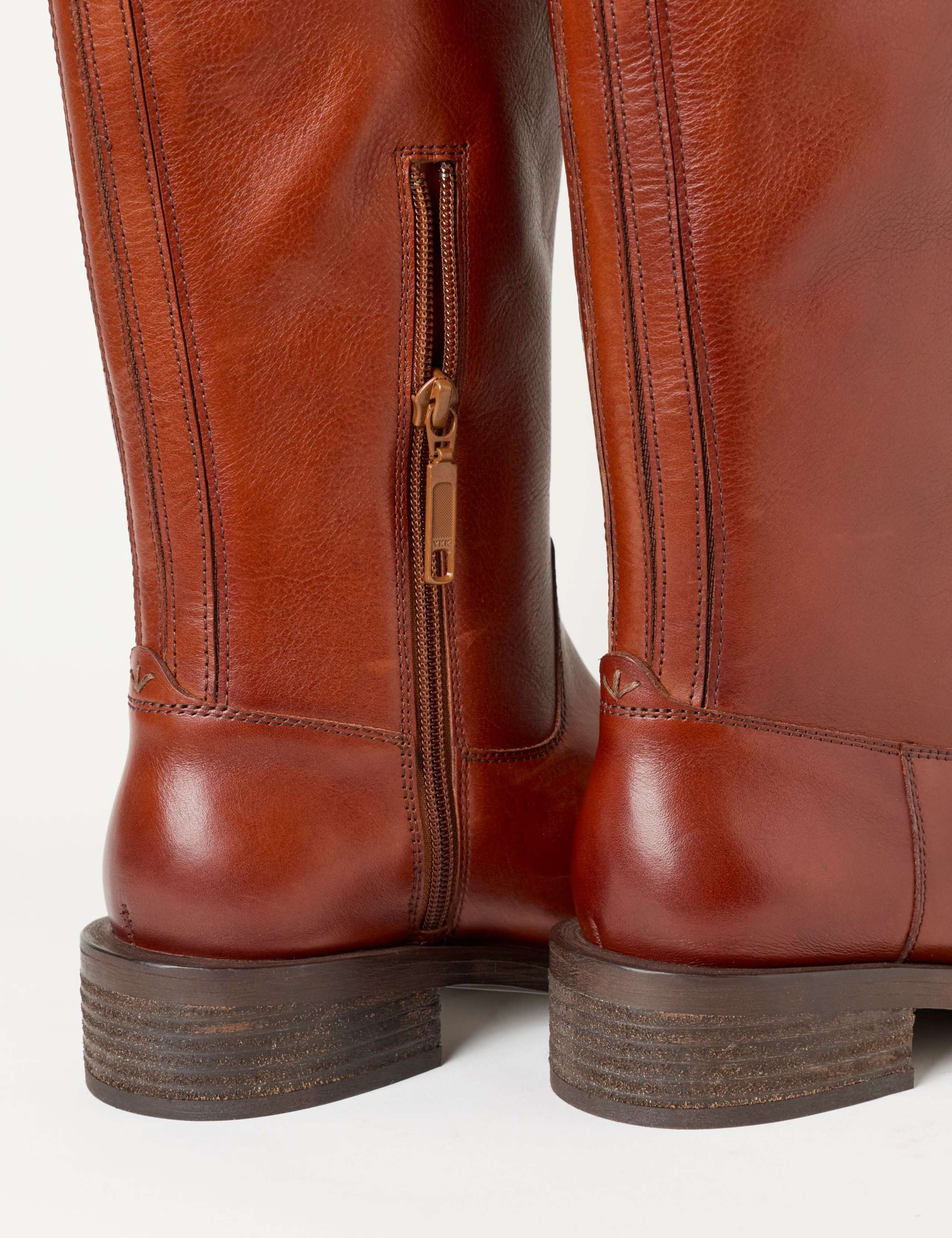 Leather Block Heel Knee High Riding Boots 5 of 5
