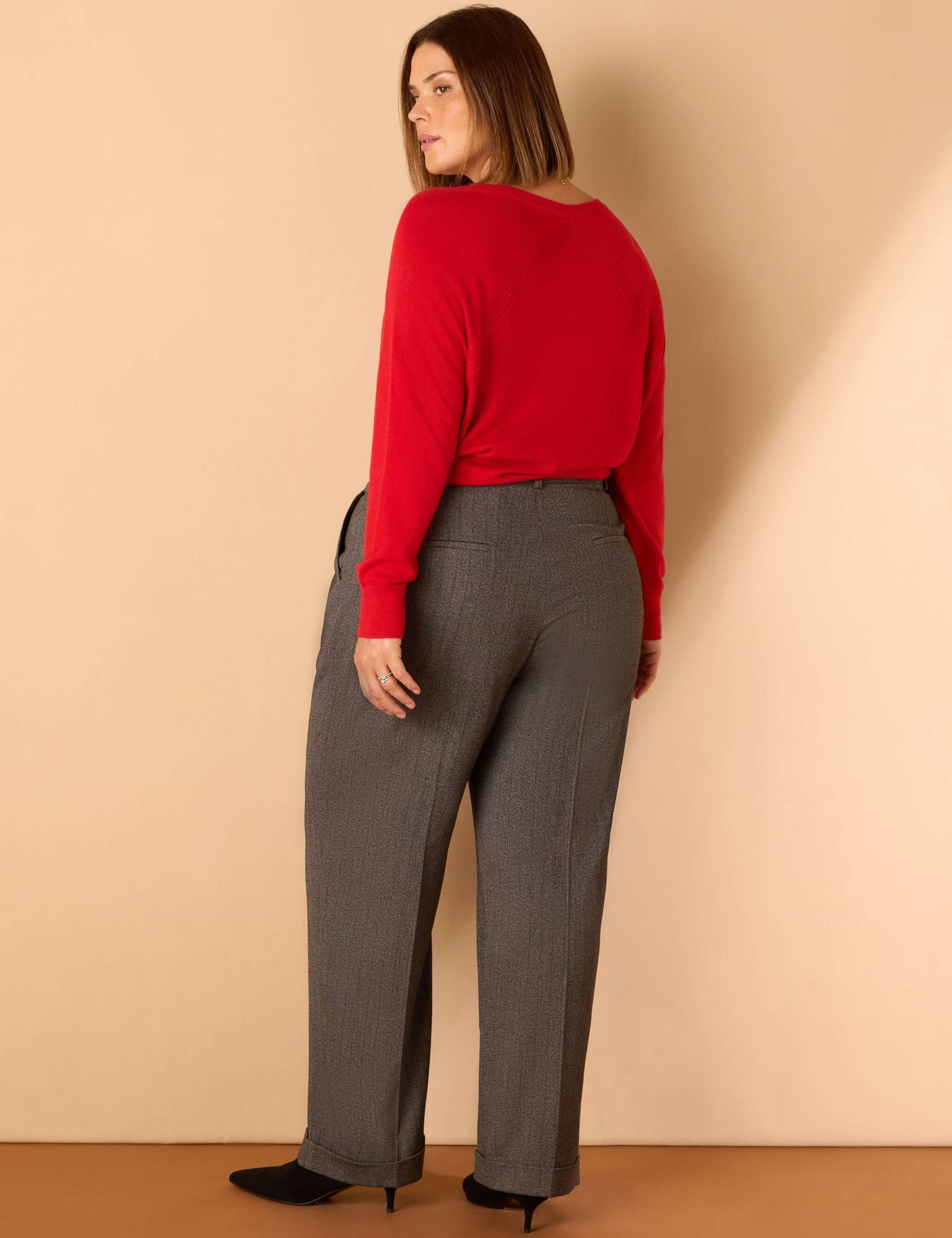Herringbone Tailored Straight Leg Trousers 1 of 2