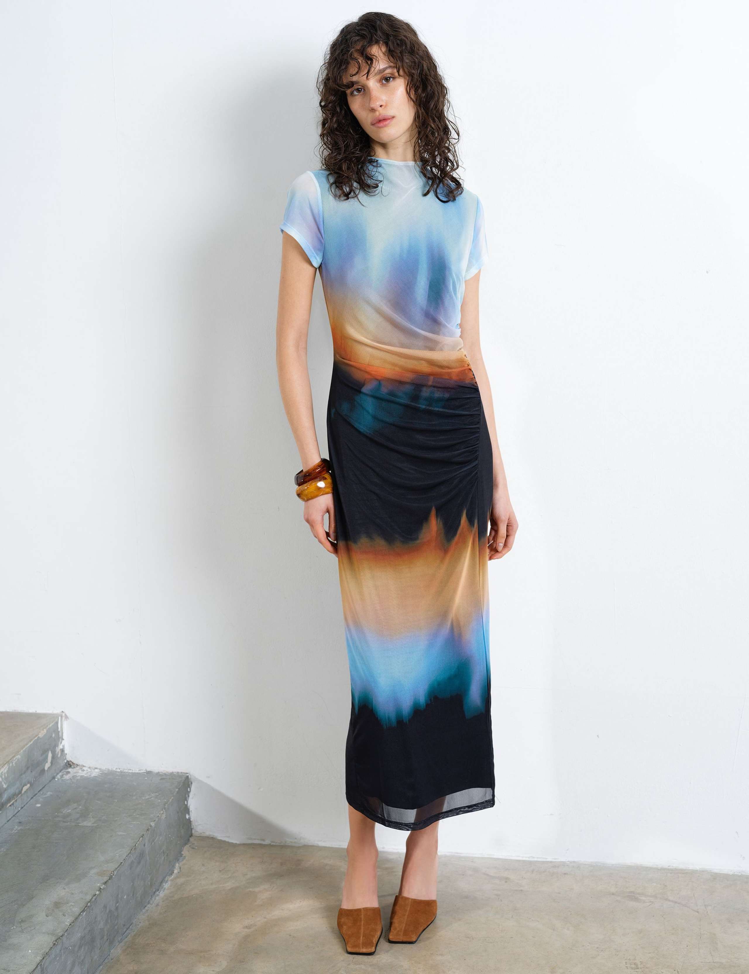 Mesh Ombre High Neck Midi Column Dress 1 of 6