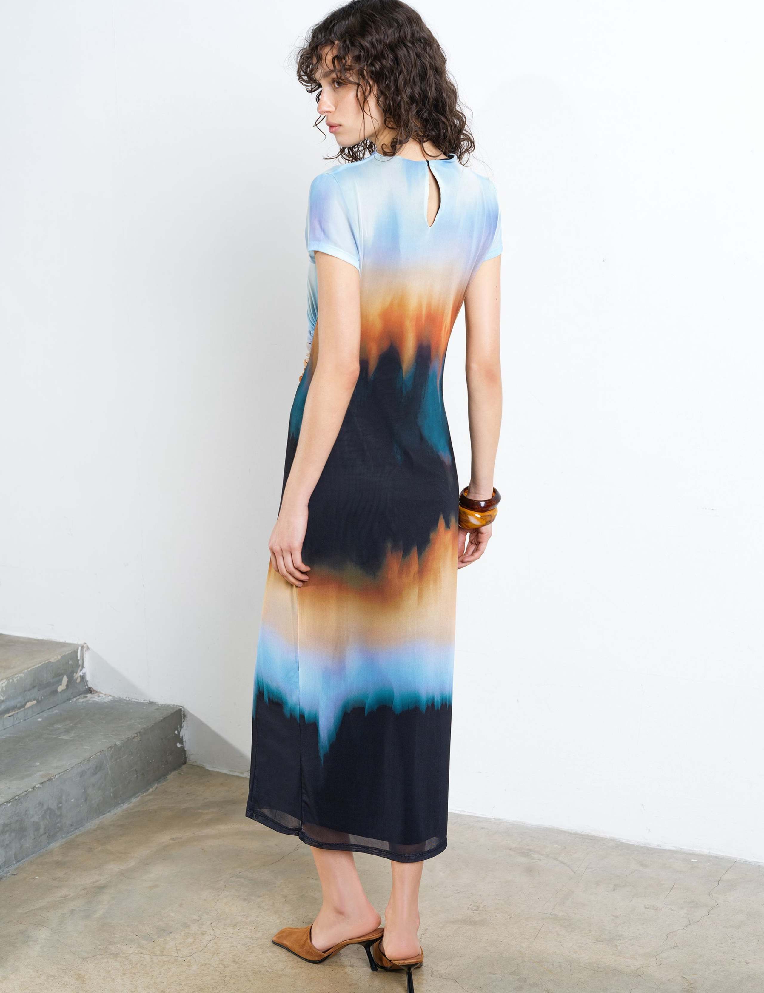 Mesh Ombre High Neck Midi Column Dress 3 of 6