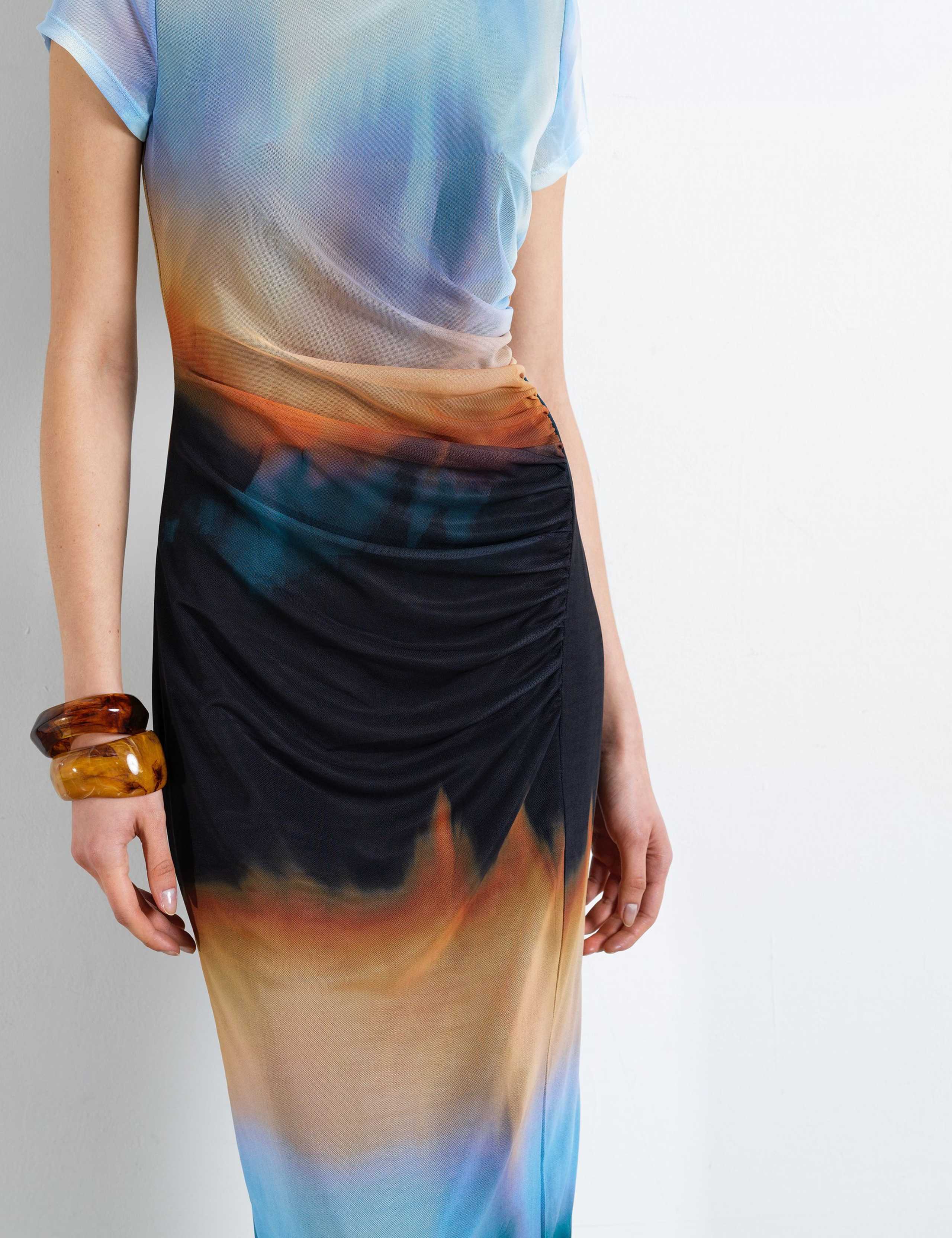 Mesh Ombre High Neck Midi Column Dress 6 of 6