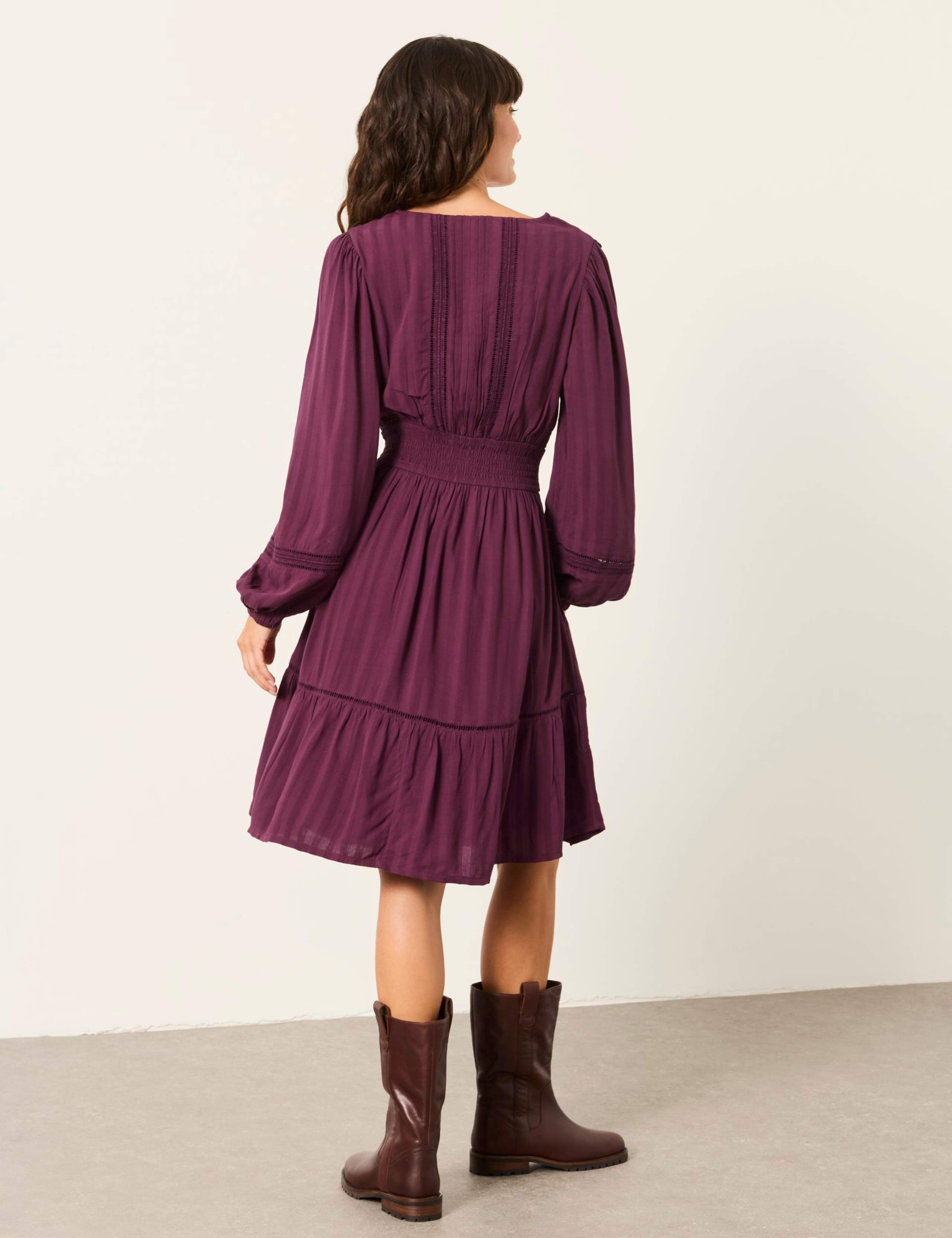 Jacquard V-Neck Mini Tiered Dress 3 of 6