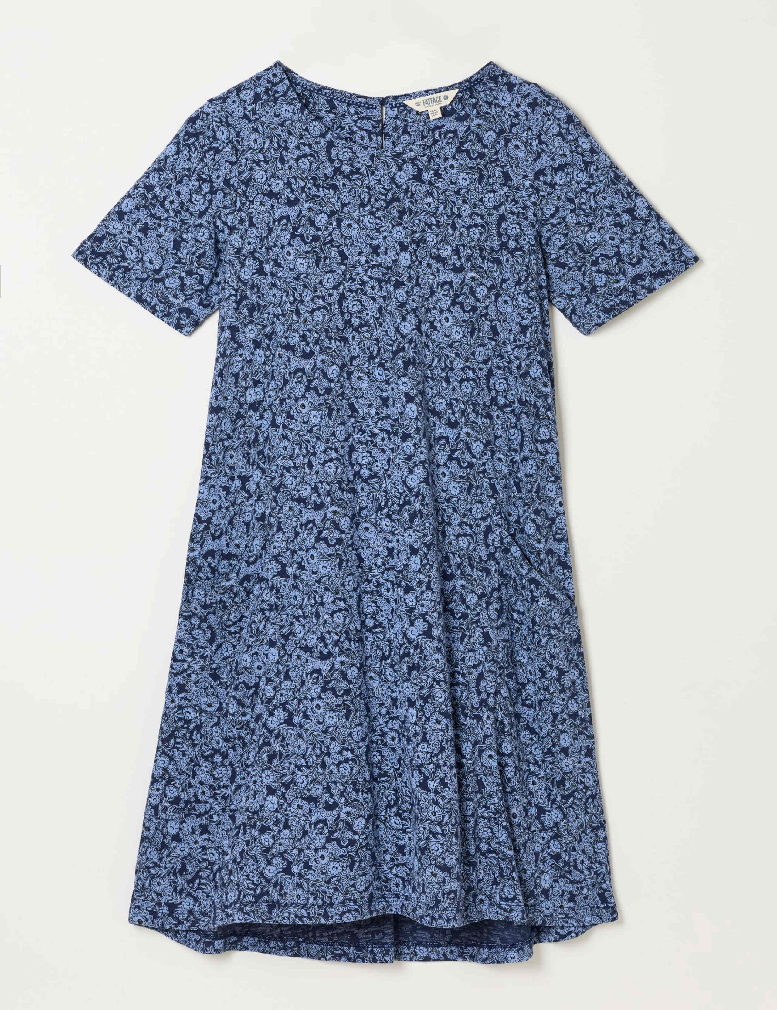 Jersey Two-Tone Floral Mini Shift Dress 2 of 7