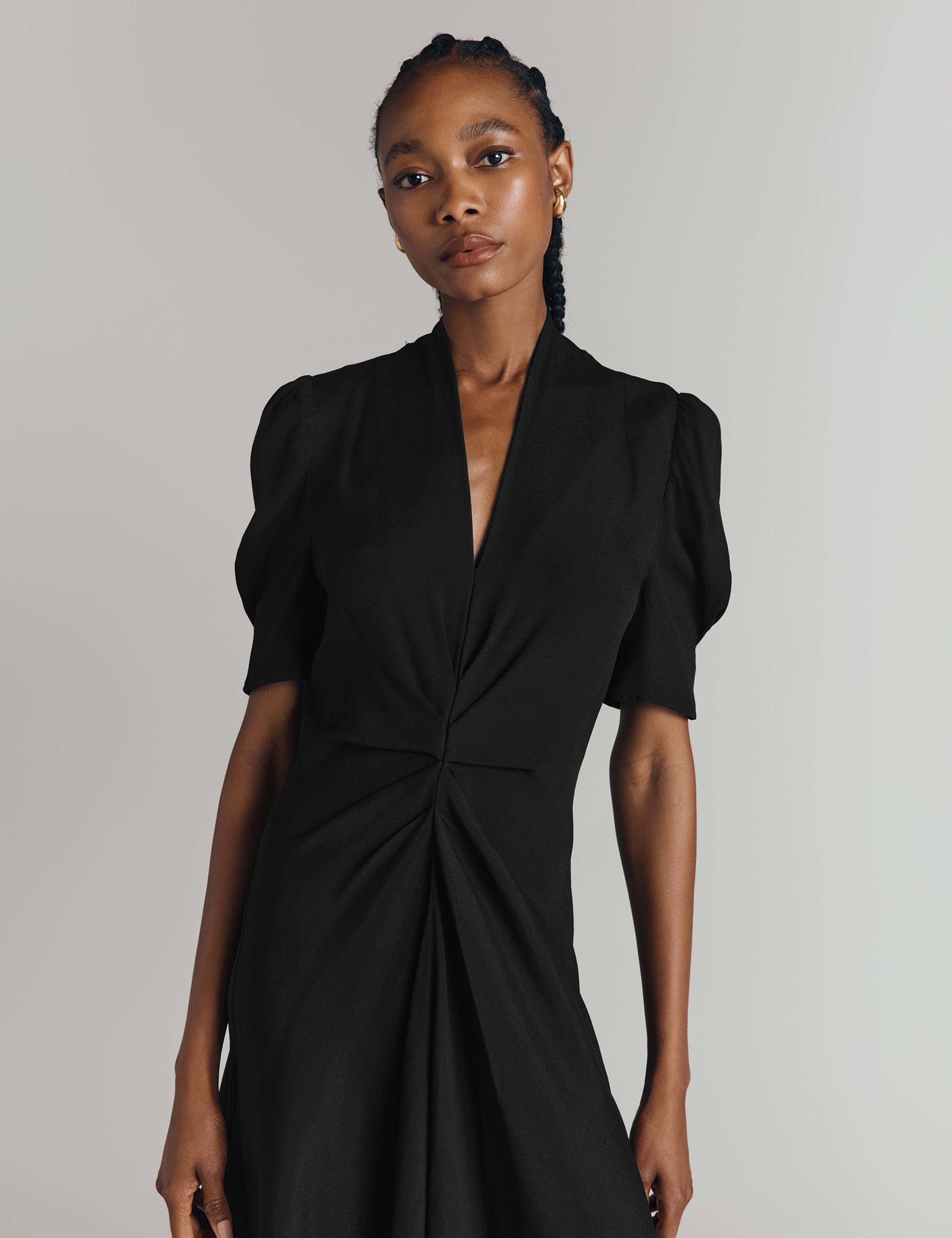 Crepe V-Neck Midi Tea Dress 2 of 4