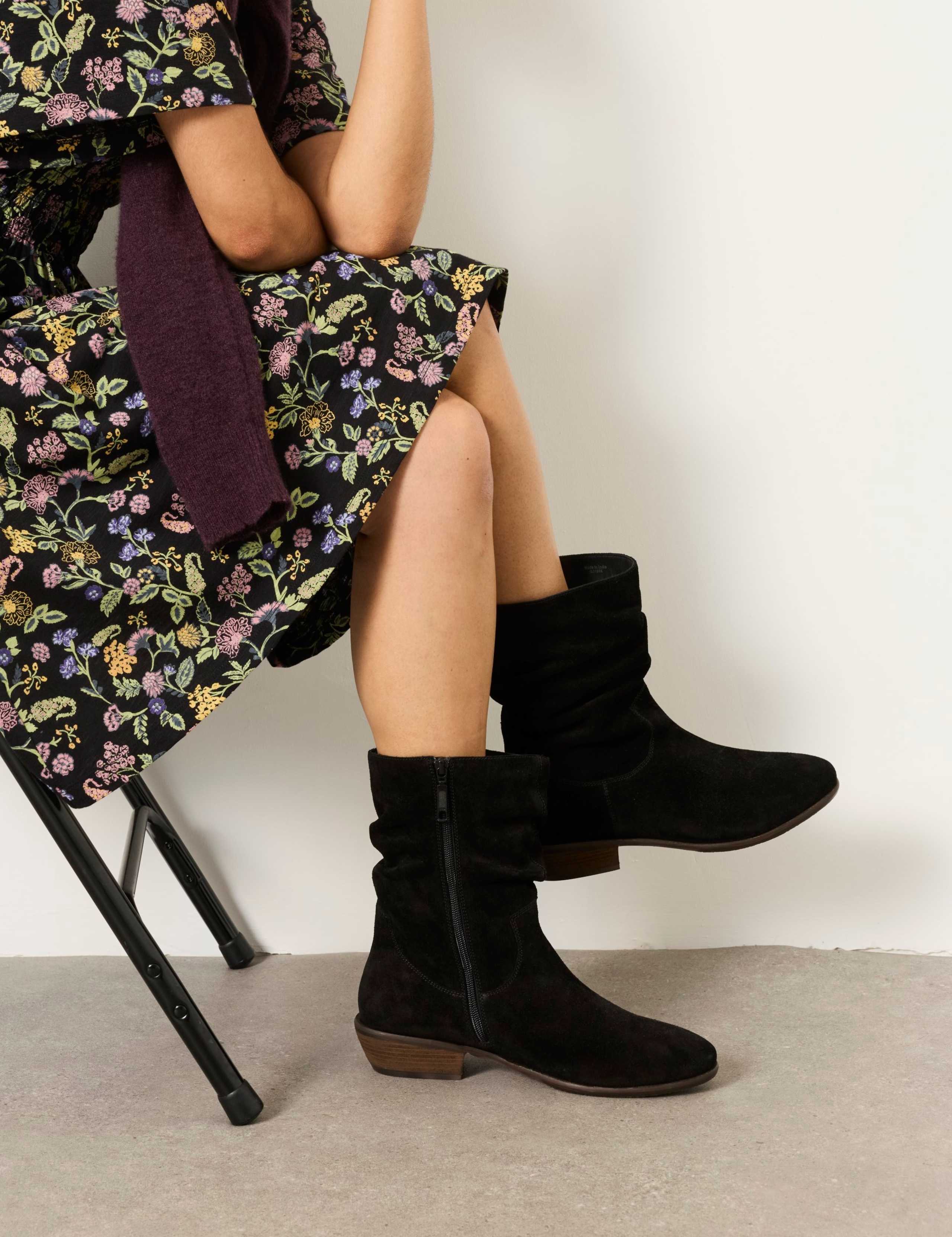 Suede Slouch Mid Calf Boots 3 of 5