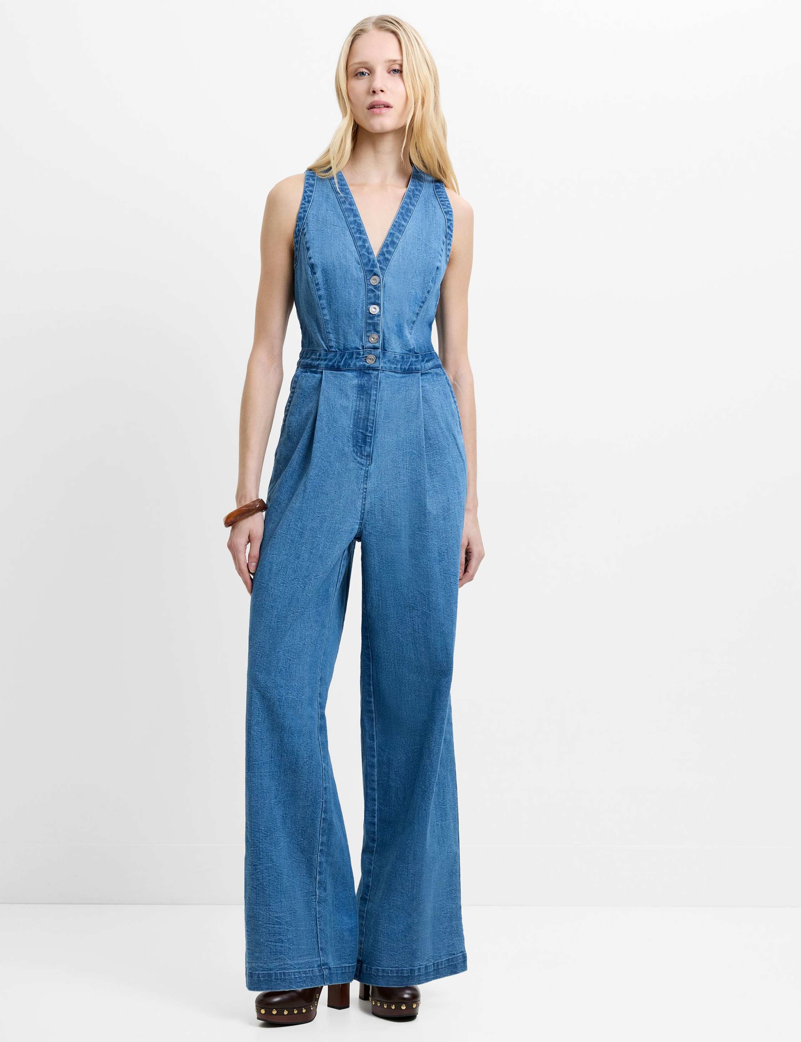Pure Cotton Denim Waisted Jumpsuit 1 of 5