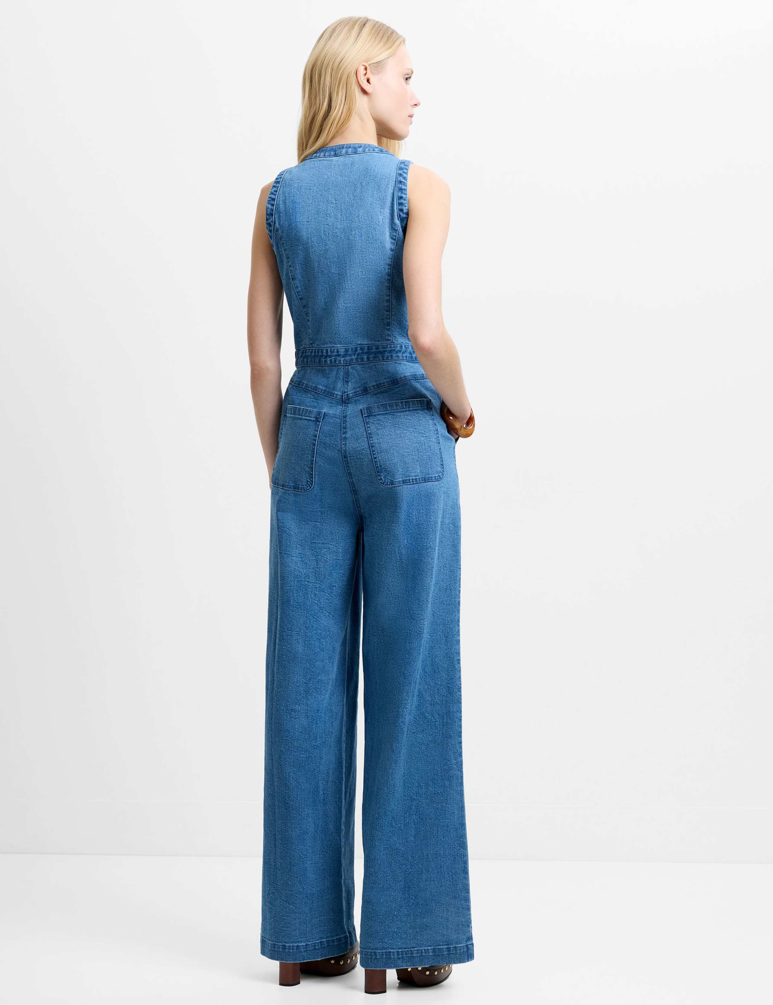 Pure Cotton Denim Waisted Jumpsuit 3 of 5