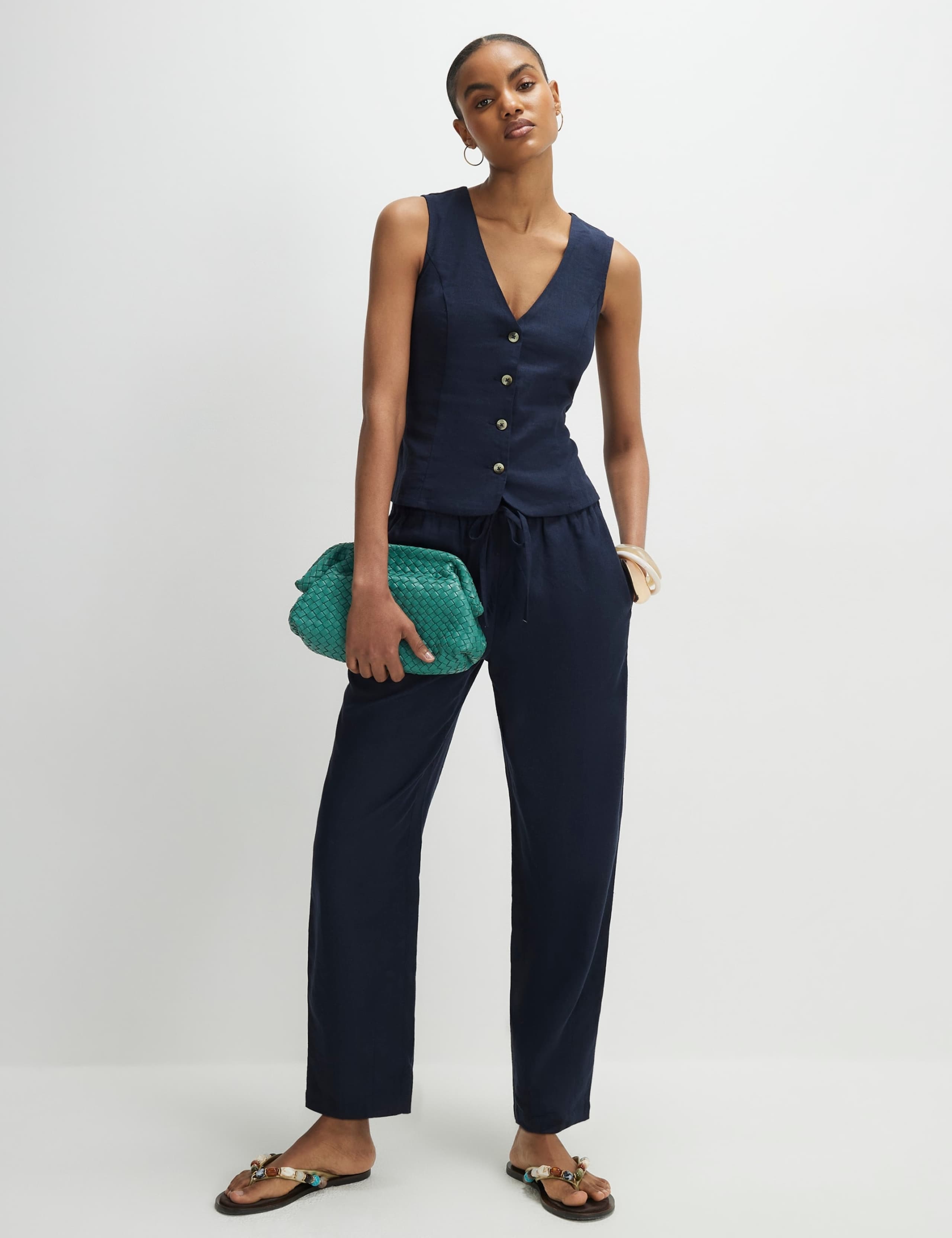 Linen Rich Single Breasted Waistcoat 2 of 4