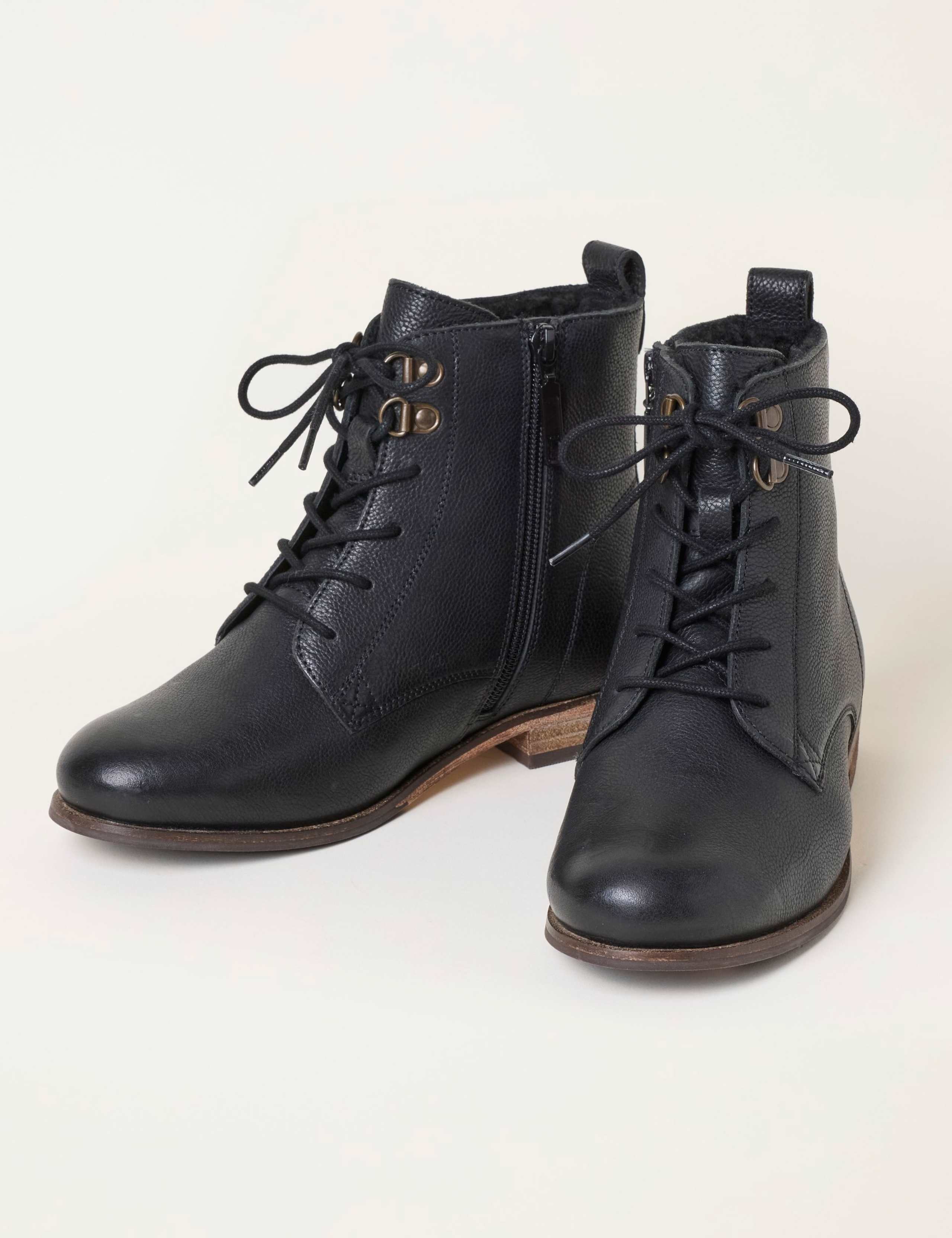 Textured Leather Lace Up Ankle Boots 2 of 3