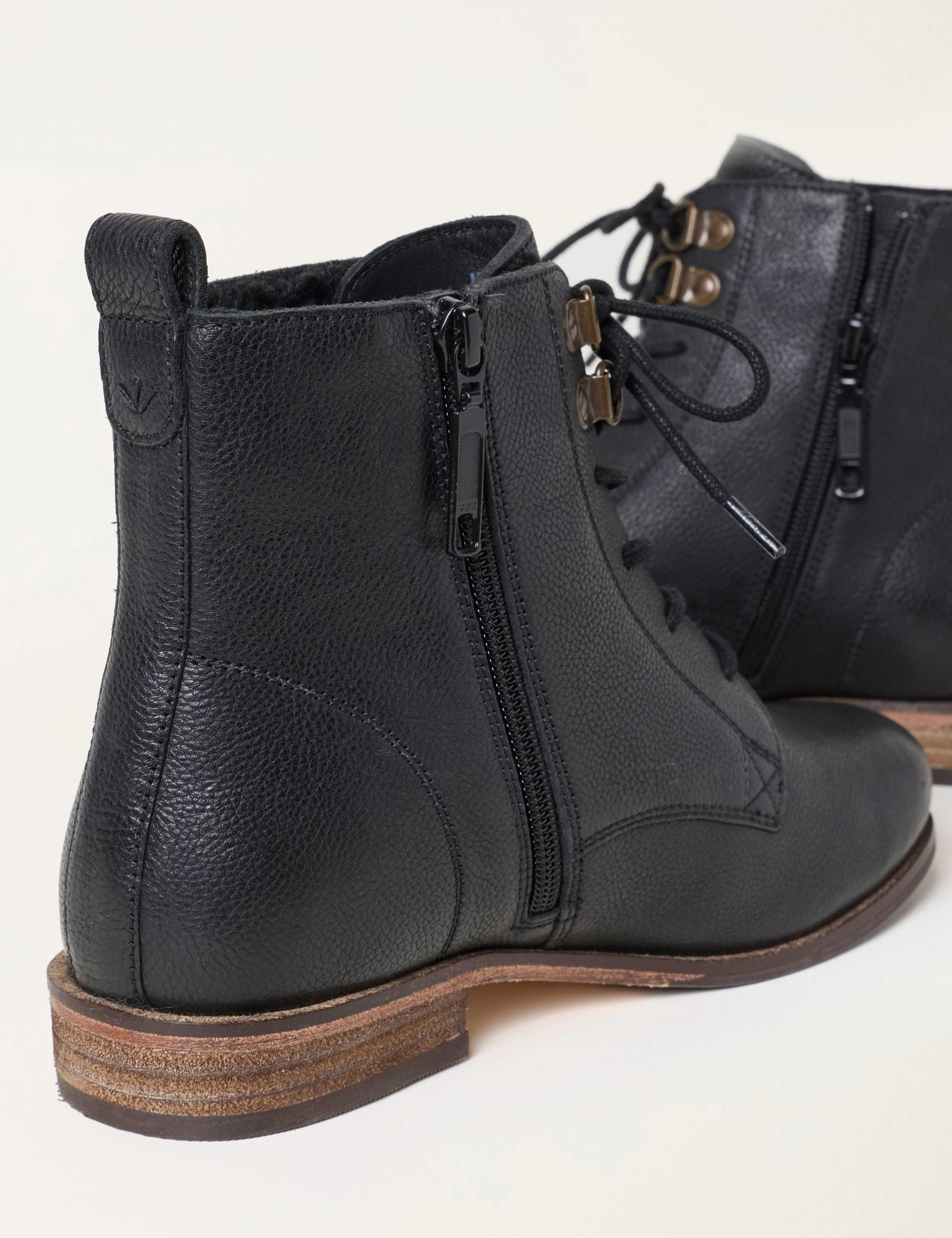 Textured Leather Lace Up Ankle Boots 3 of 3
