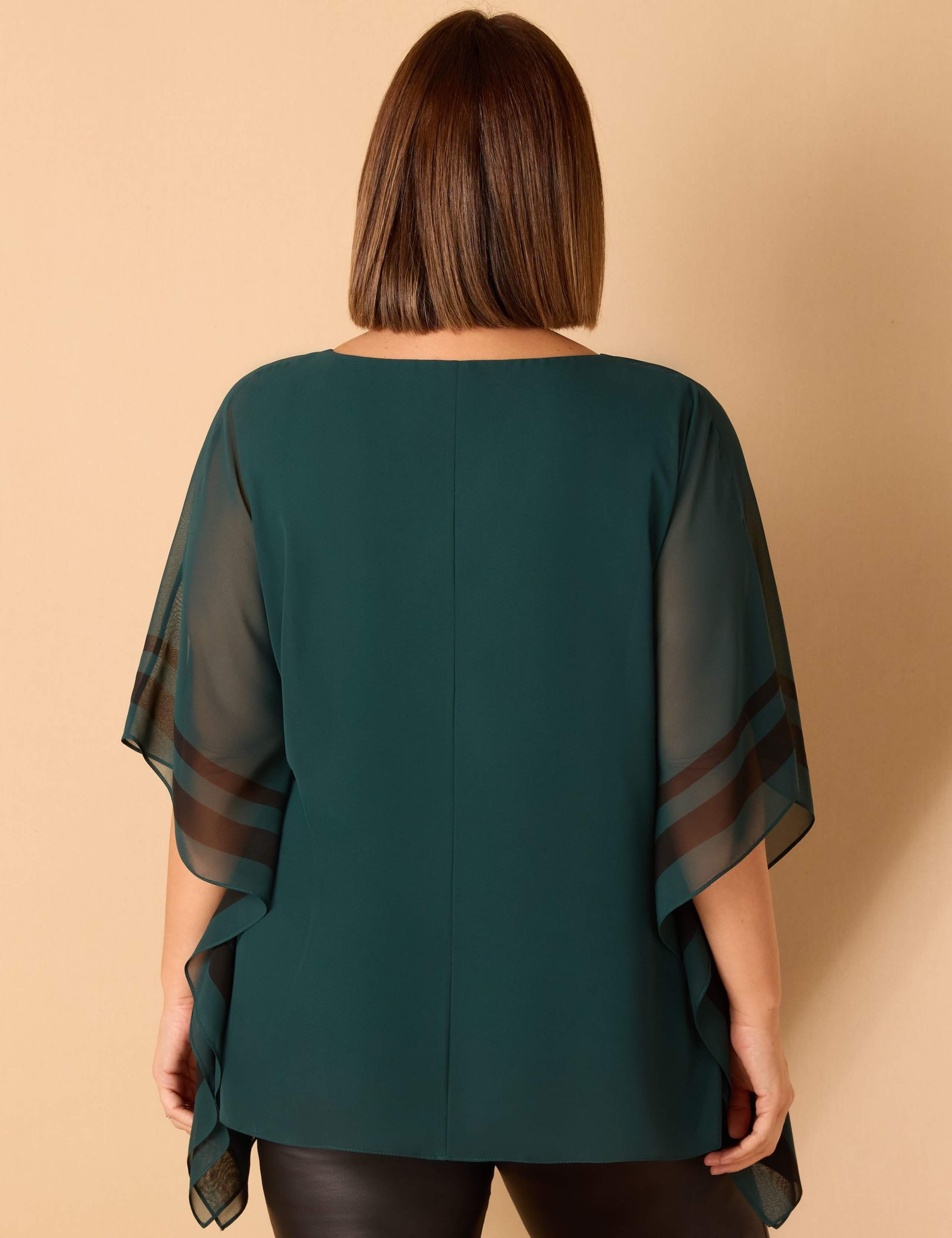 V-Neck Chiffon Overlay Top 3 of 3