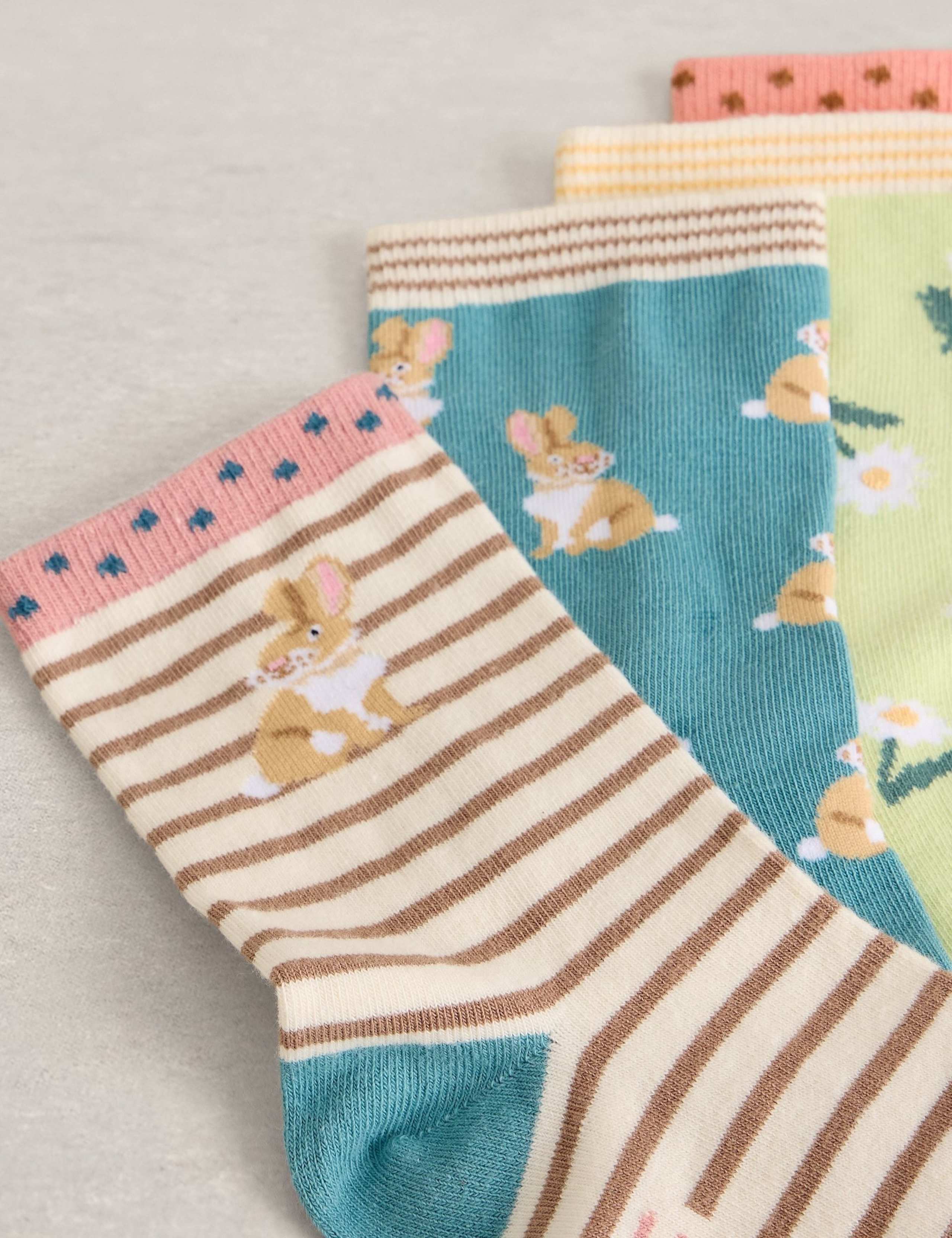 4 Pack Cotton Rich Patterned Ankle Socks 4 of 4