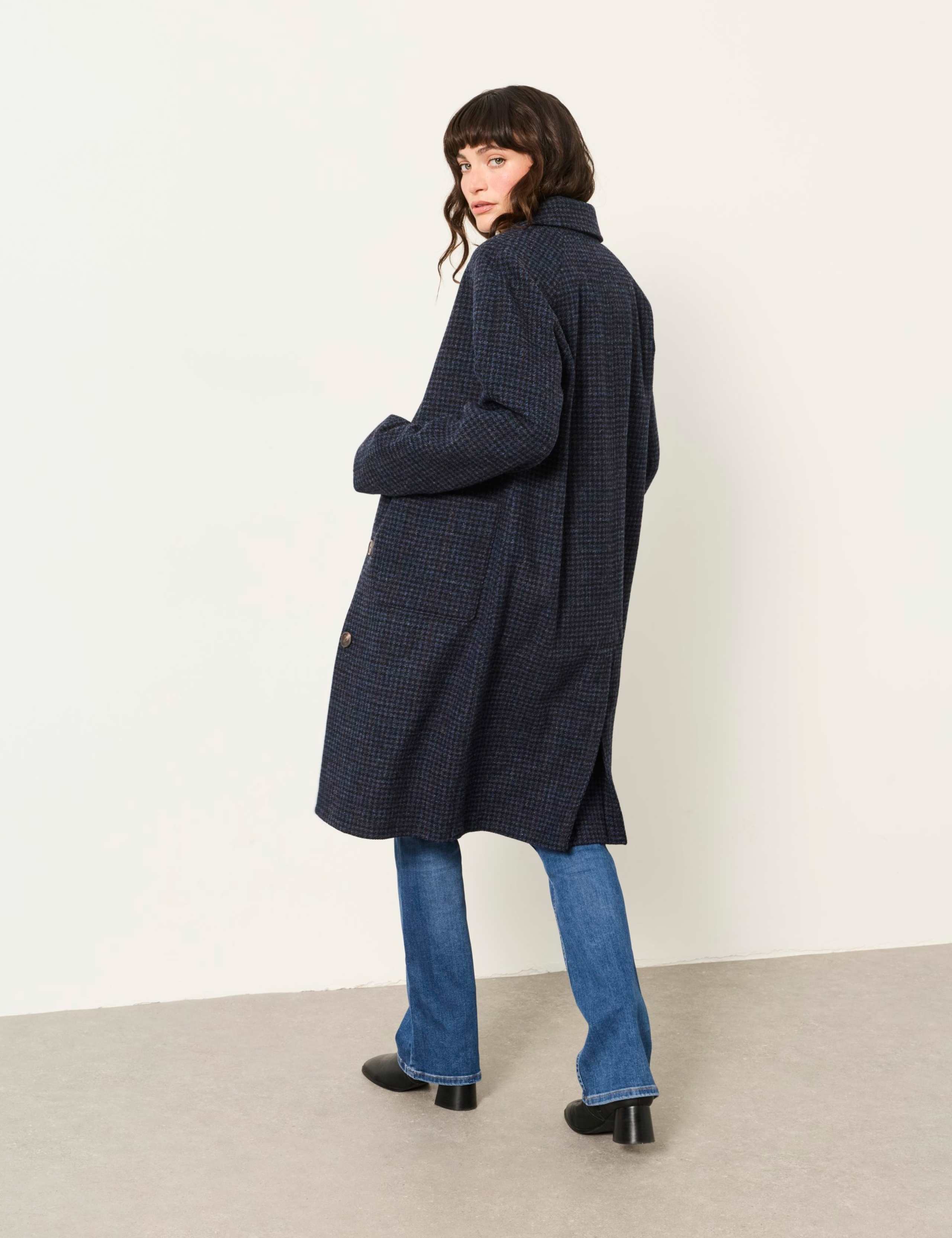 Pure Wool Checked Longline Coat 3 of 5