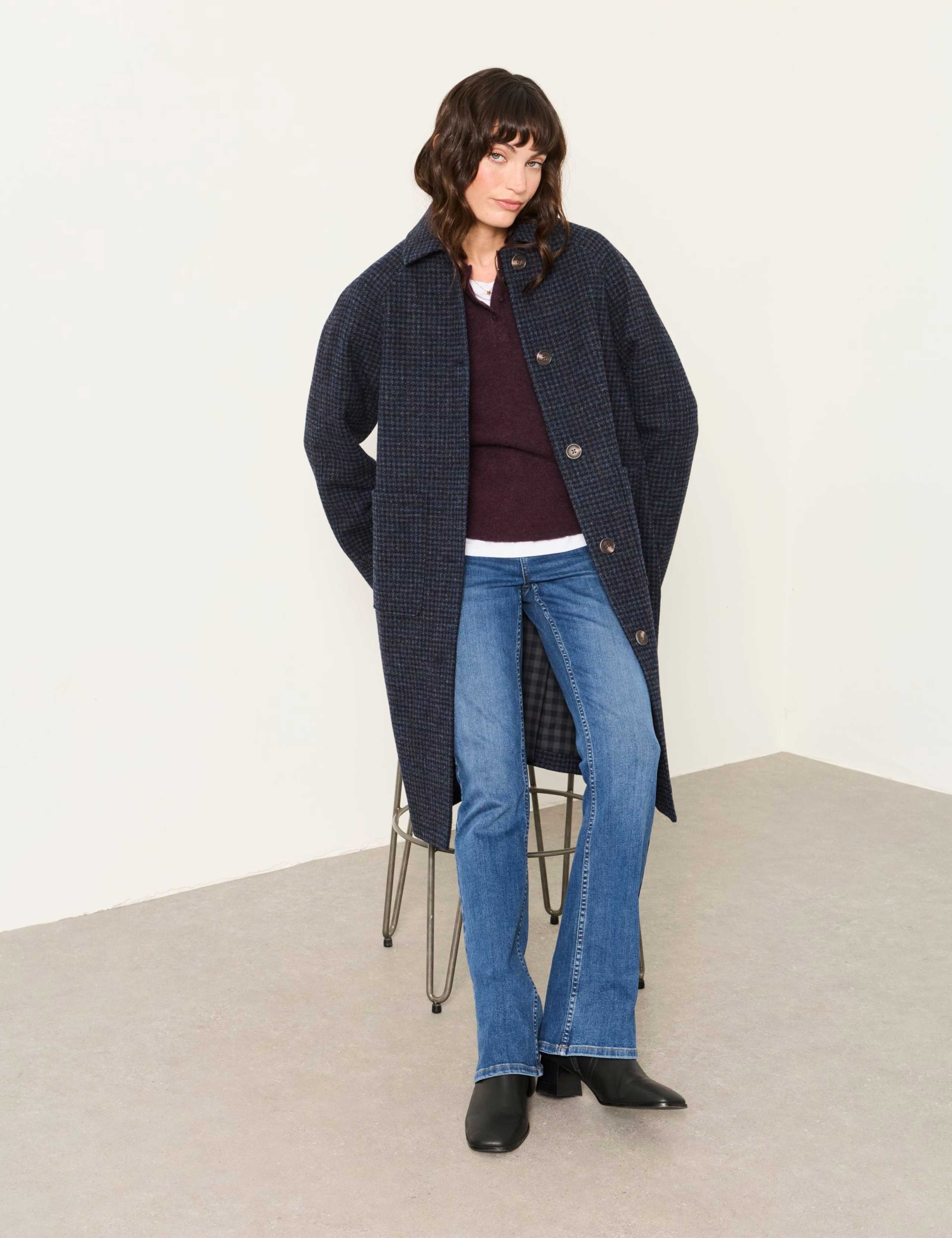 Pure Wool Checked Longline Coat 4 of 5