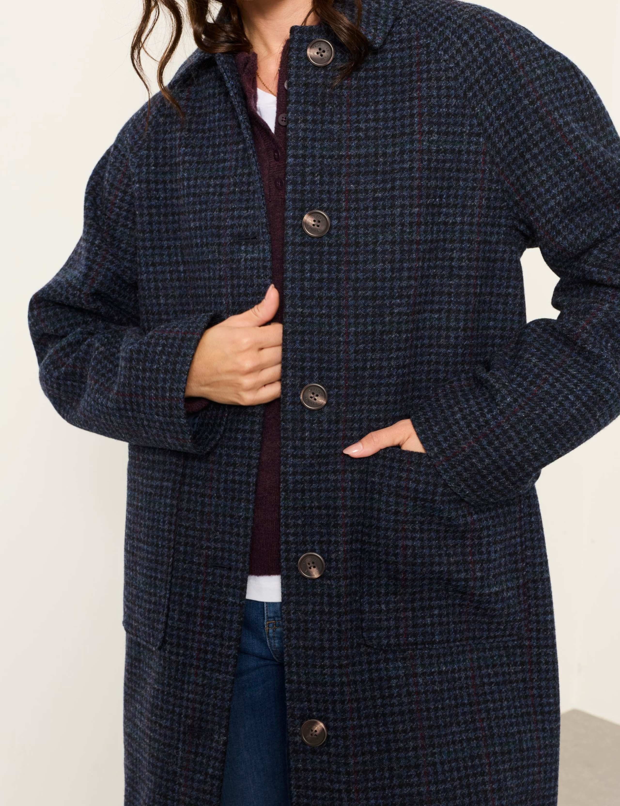Pure Wool Checked Longline Coat 5 of 5