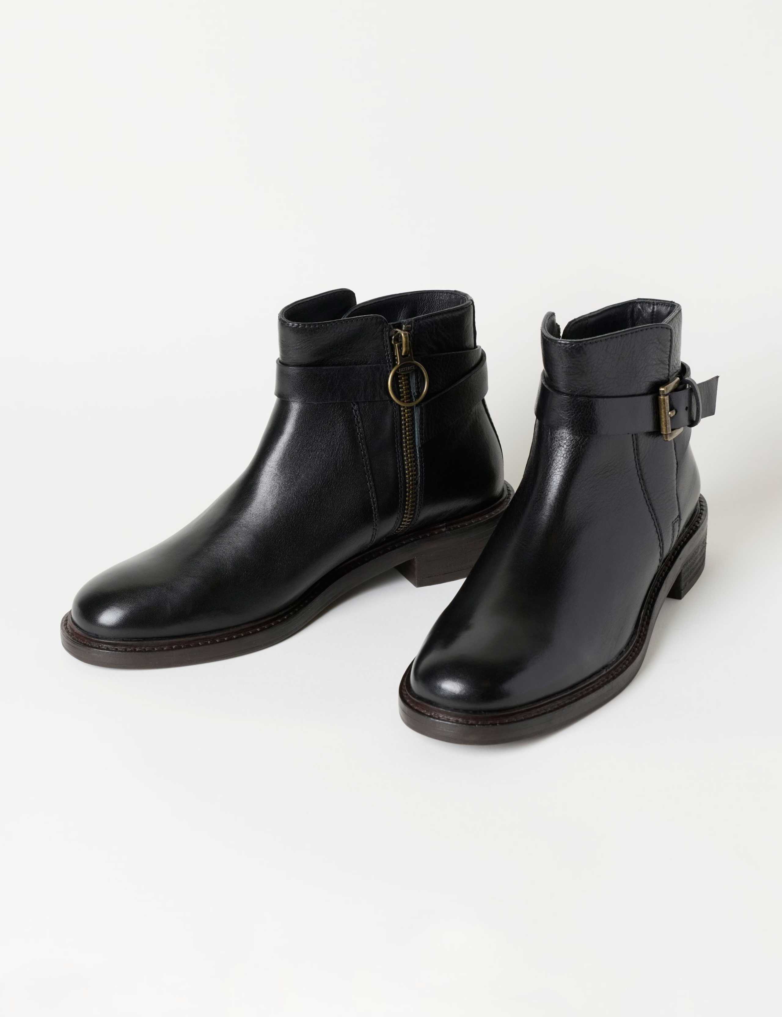 Leather Buckle Block Heel Ankle Boots 2 of 3