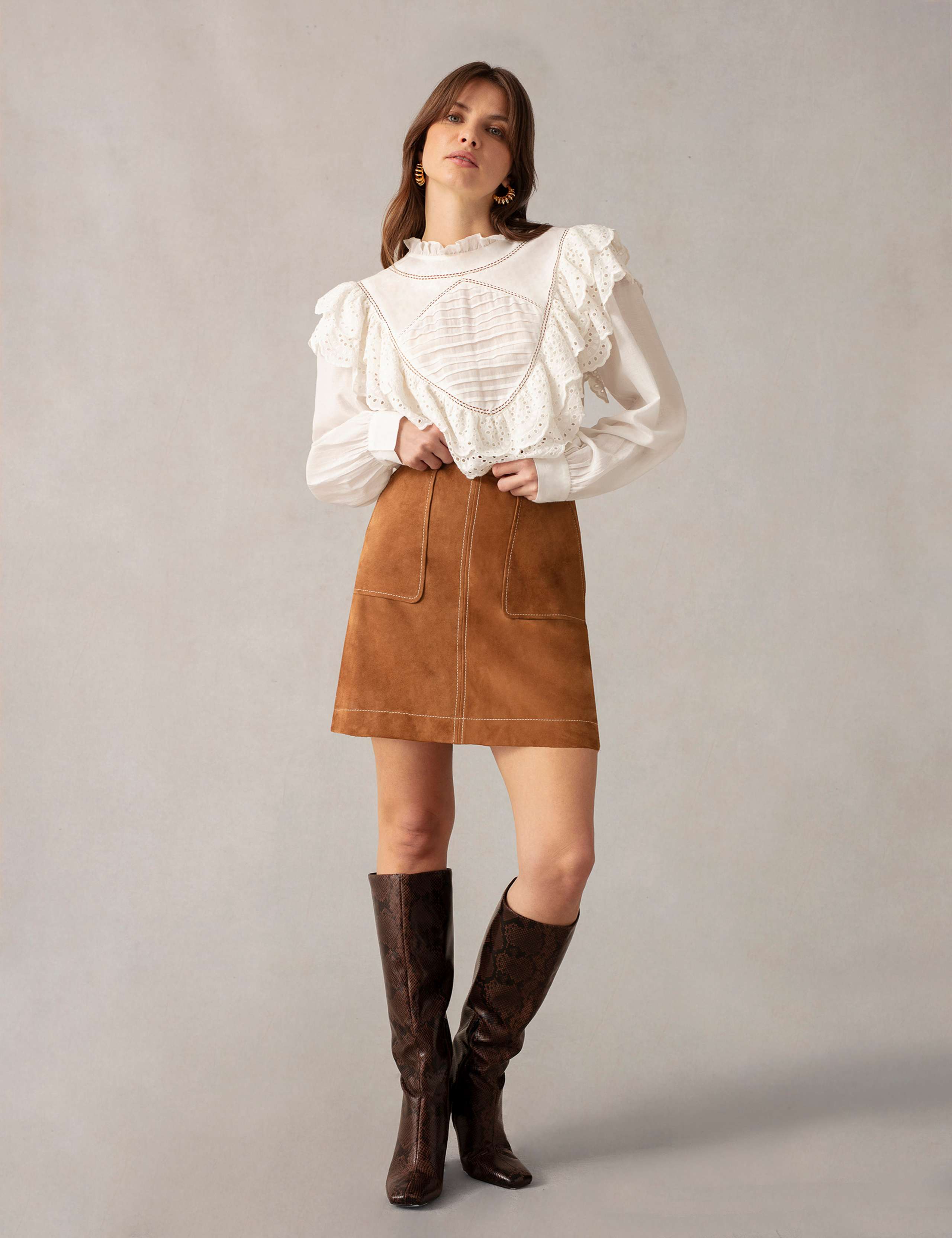 Suede Mini A-Line Skirt 3 of 4