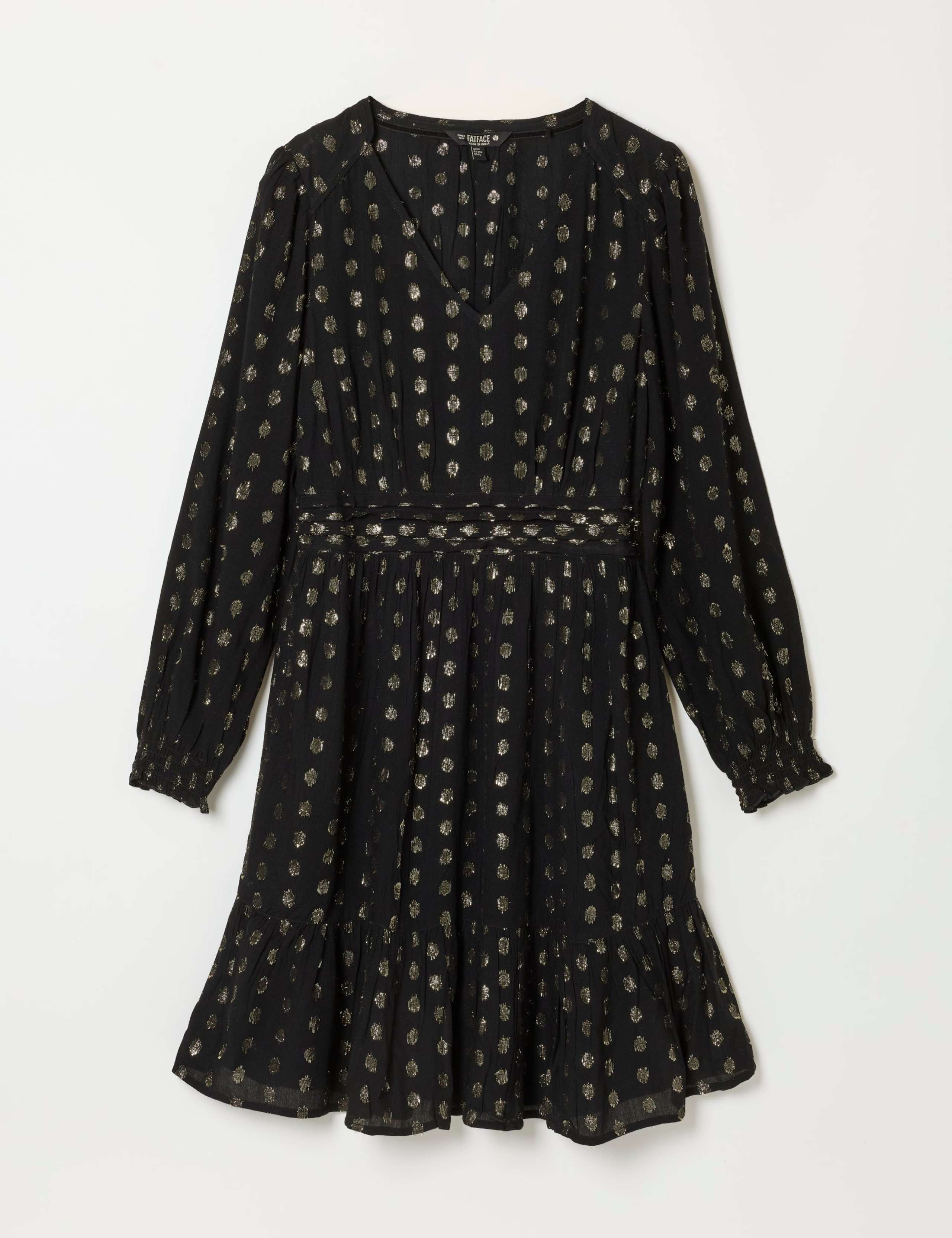 Metallic V Neck Mini Smock Dress 2 of 5
