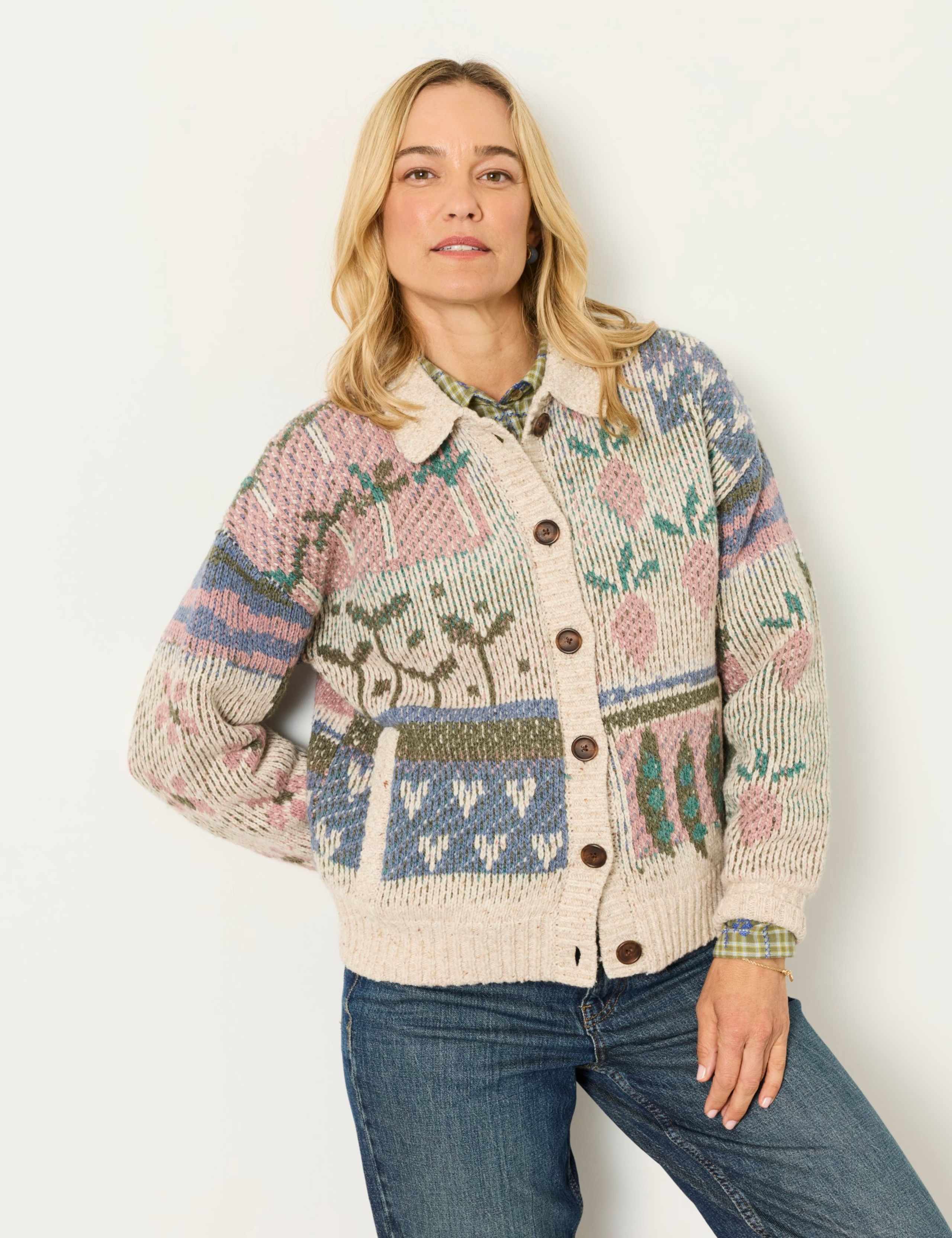 Wool Blend Collared Cardigan 1 of 6