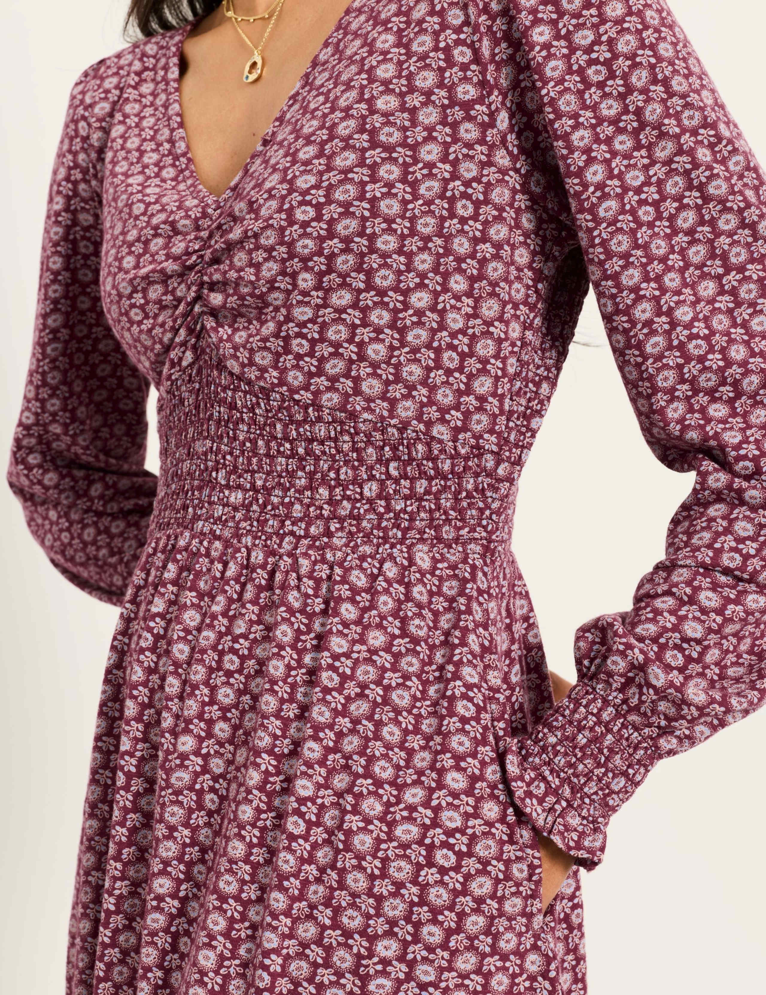 Cotton Rich Floral V Neck Mini Smock Dress 5 of 5