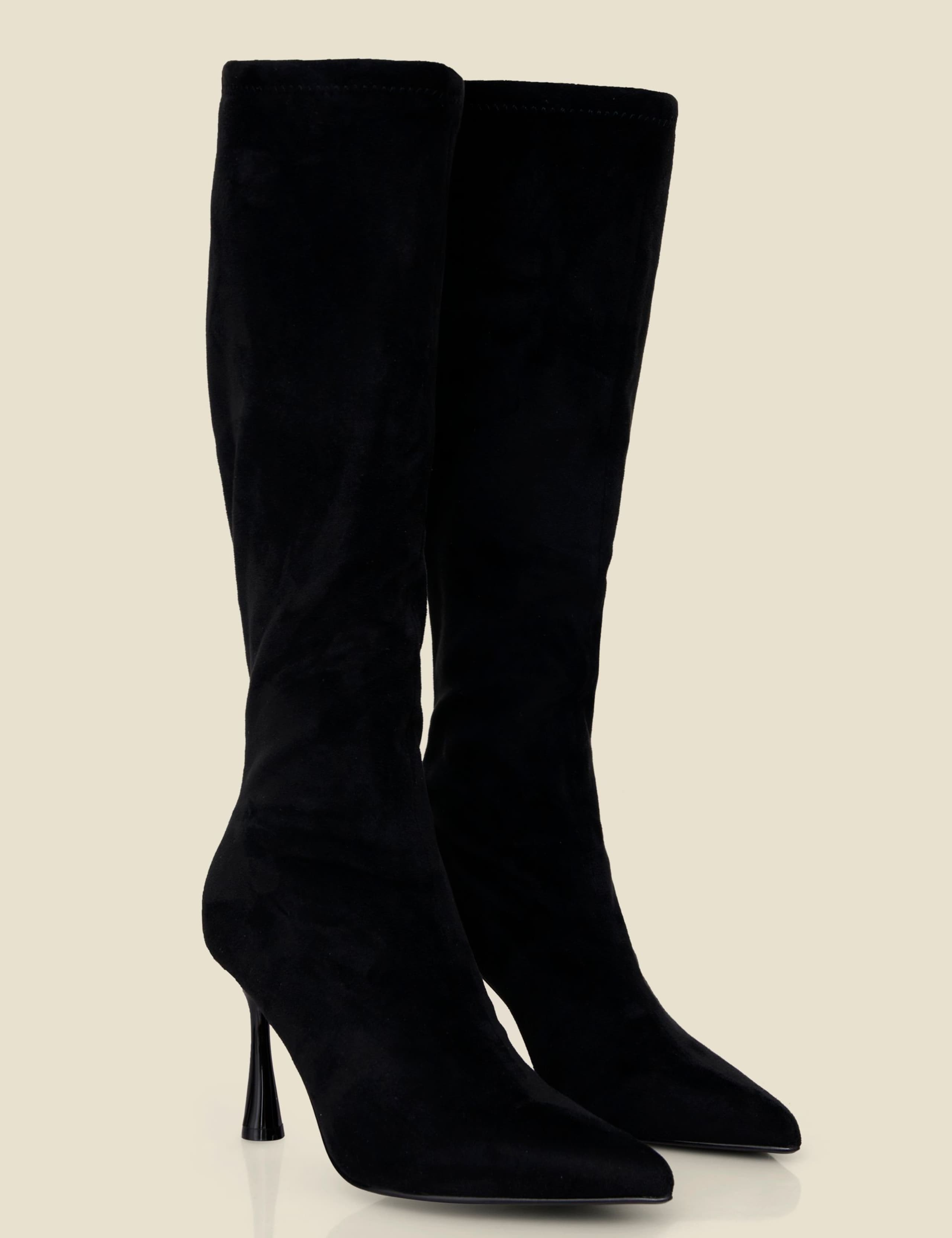 Faux Suede Kitten Heel Knee High Boots 2 of 4