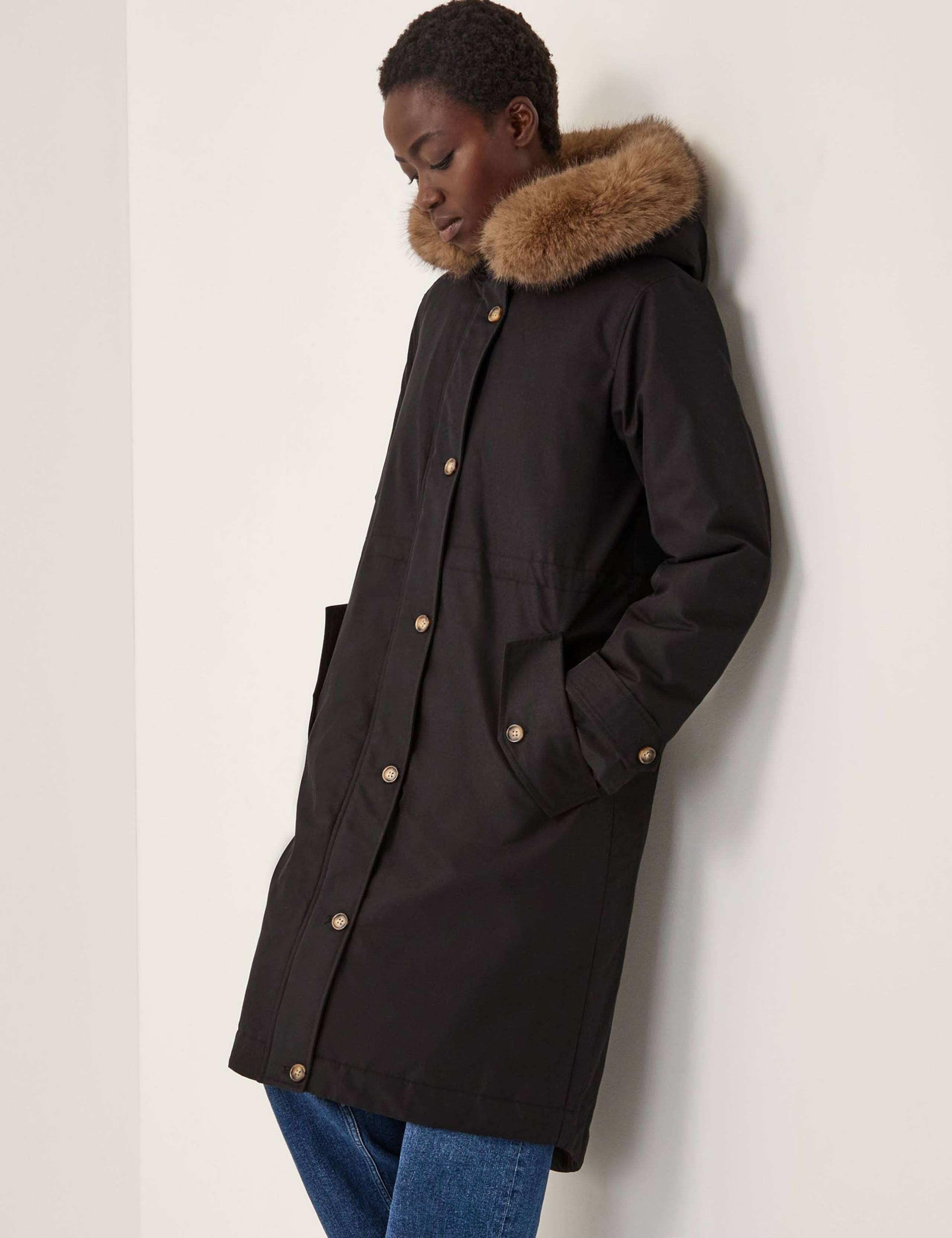 Cotton Rich Faux Fur Trim Parka Jacket 1 of 5