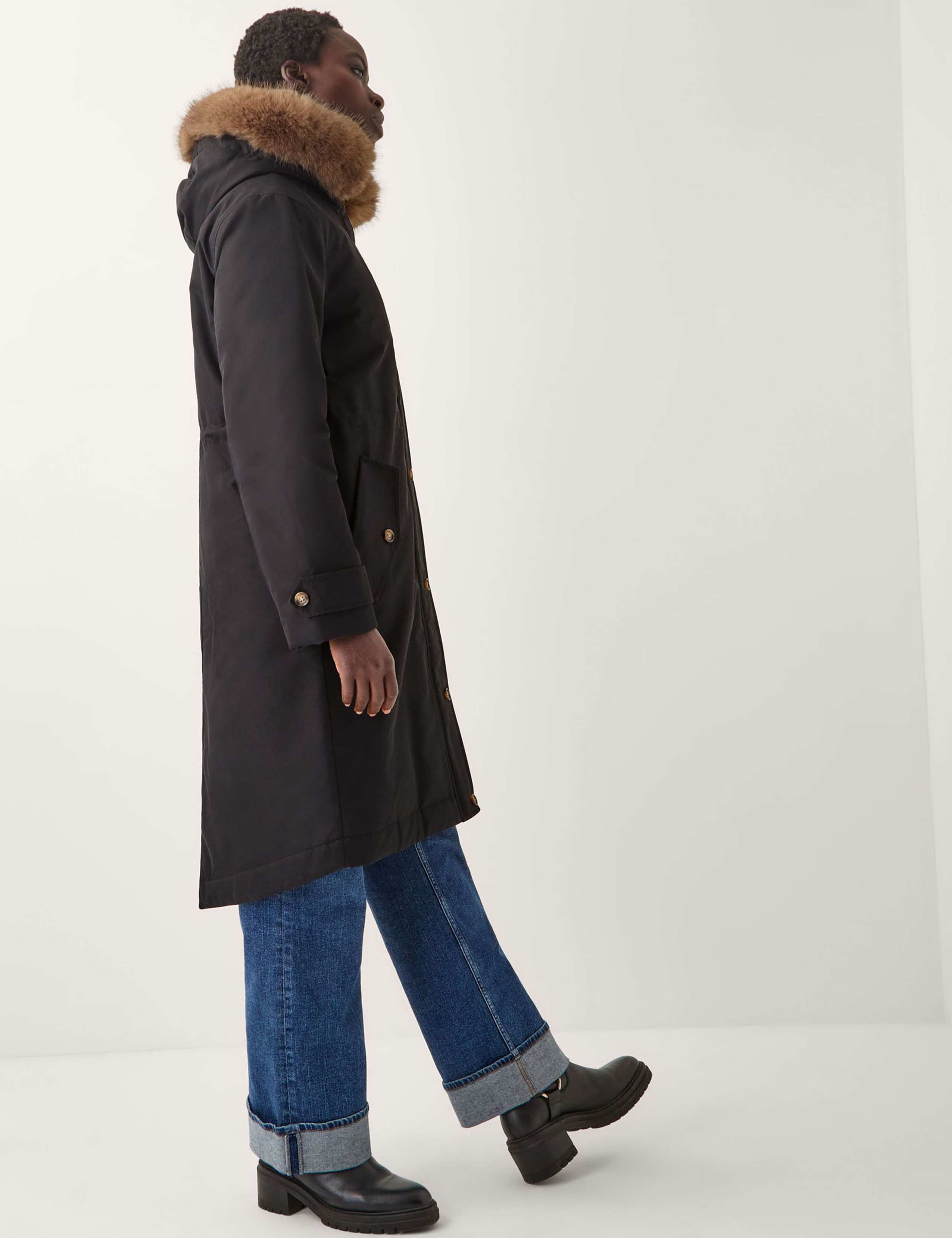 Cotton Rich Faux Fur Trim Parka Jacket 3 of 5