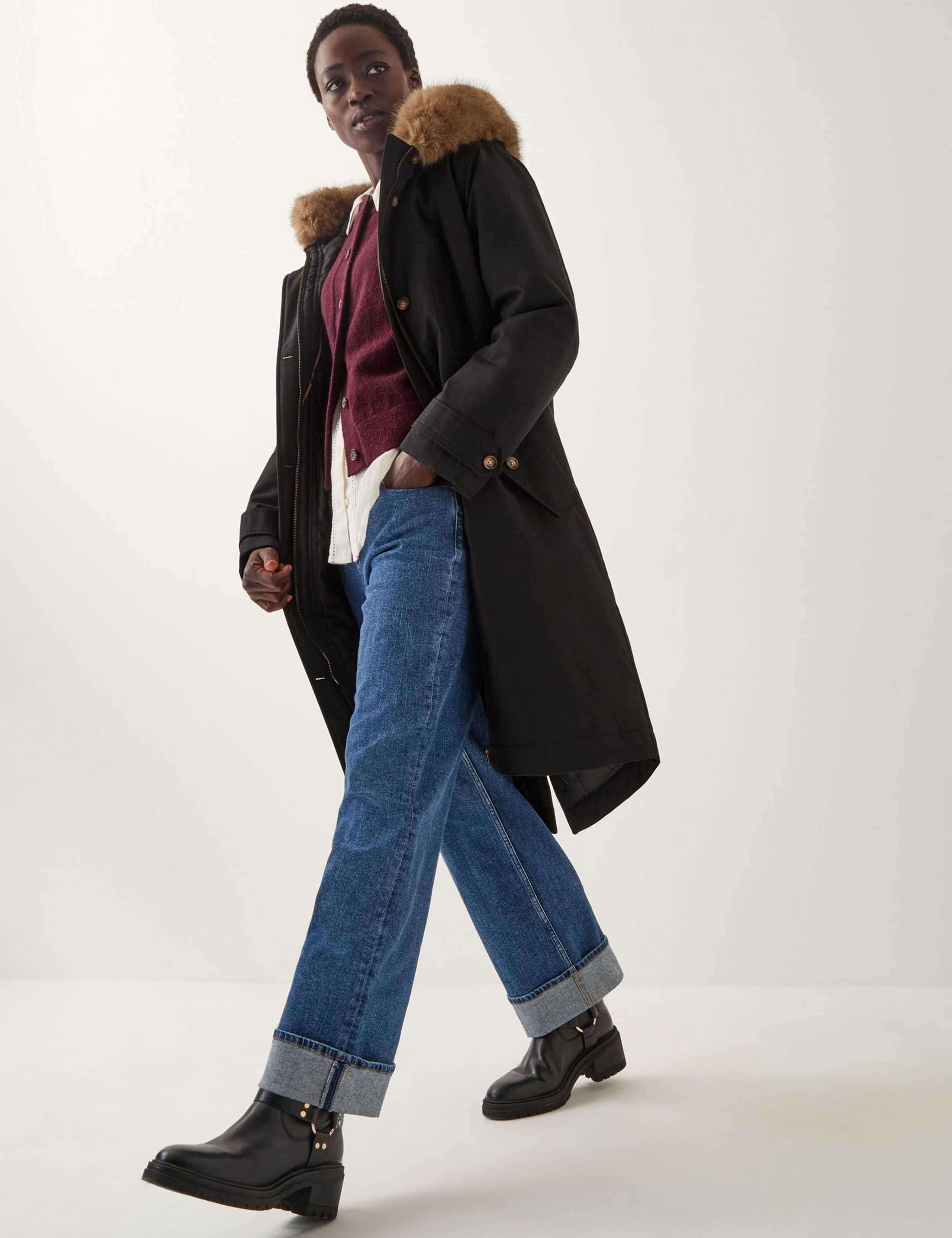 Cotton Rich Faux Fur Trim Parka Jacket 5 of 5