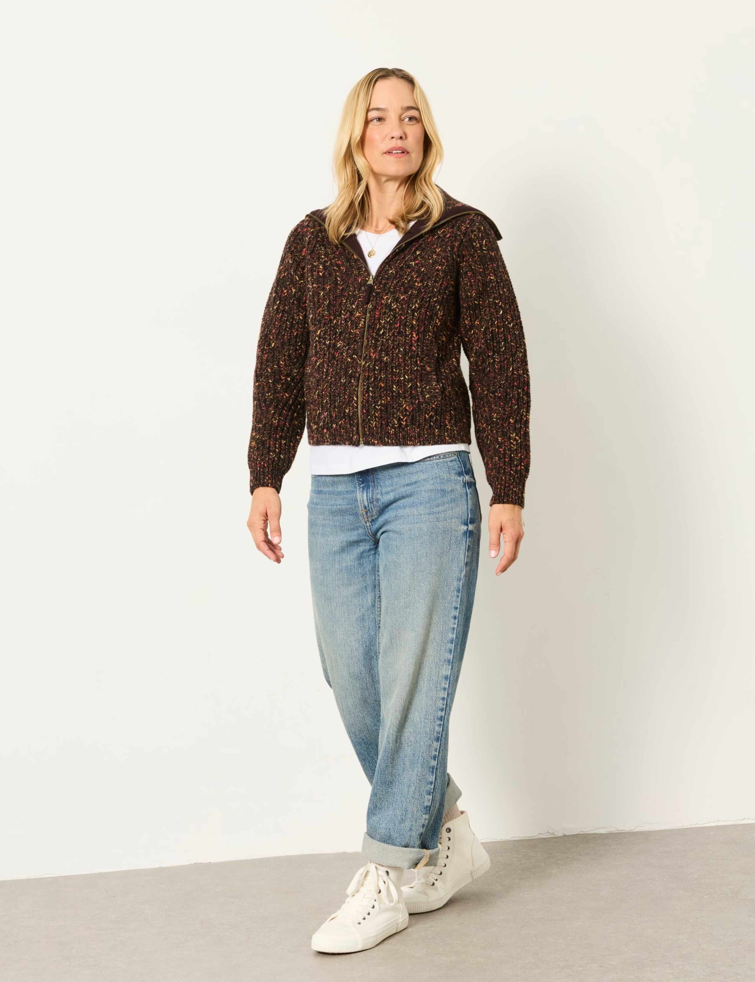 Wool Rich Funnel Neck Zip Up Cardigan 4 of 6