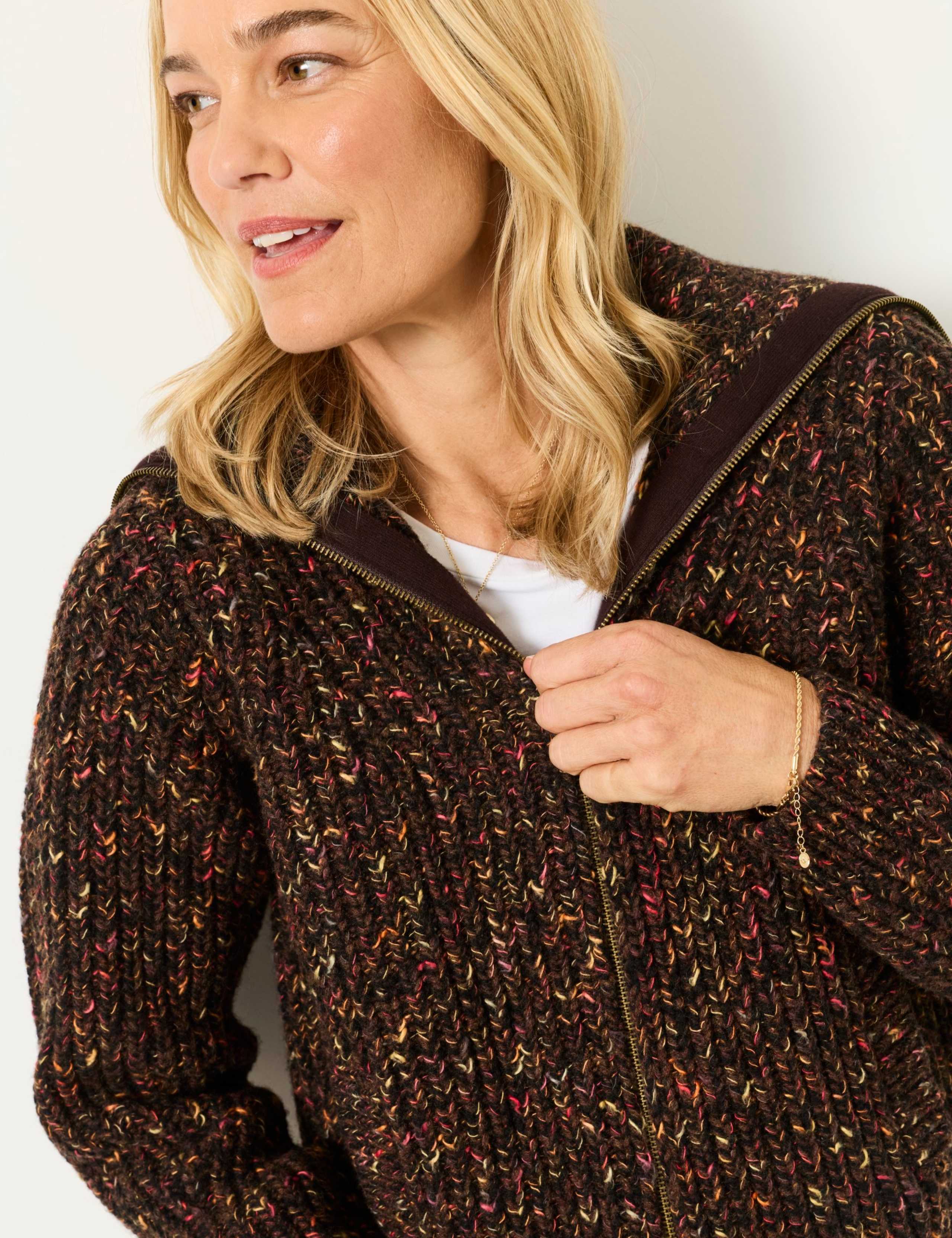 Wool Rich Funnel Neck Zip Up Cardigan 6 of 6